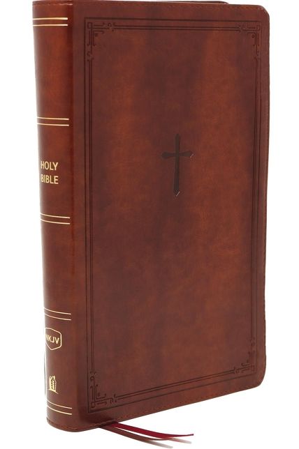 NKJV, End-of-Verse Reference Bible, Personal Size Large Print, Leathersoft, Brown, Red Letter, Comfort Print: Holy Bible, New King James Version