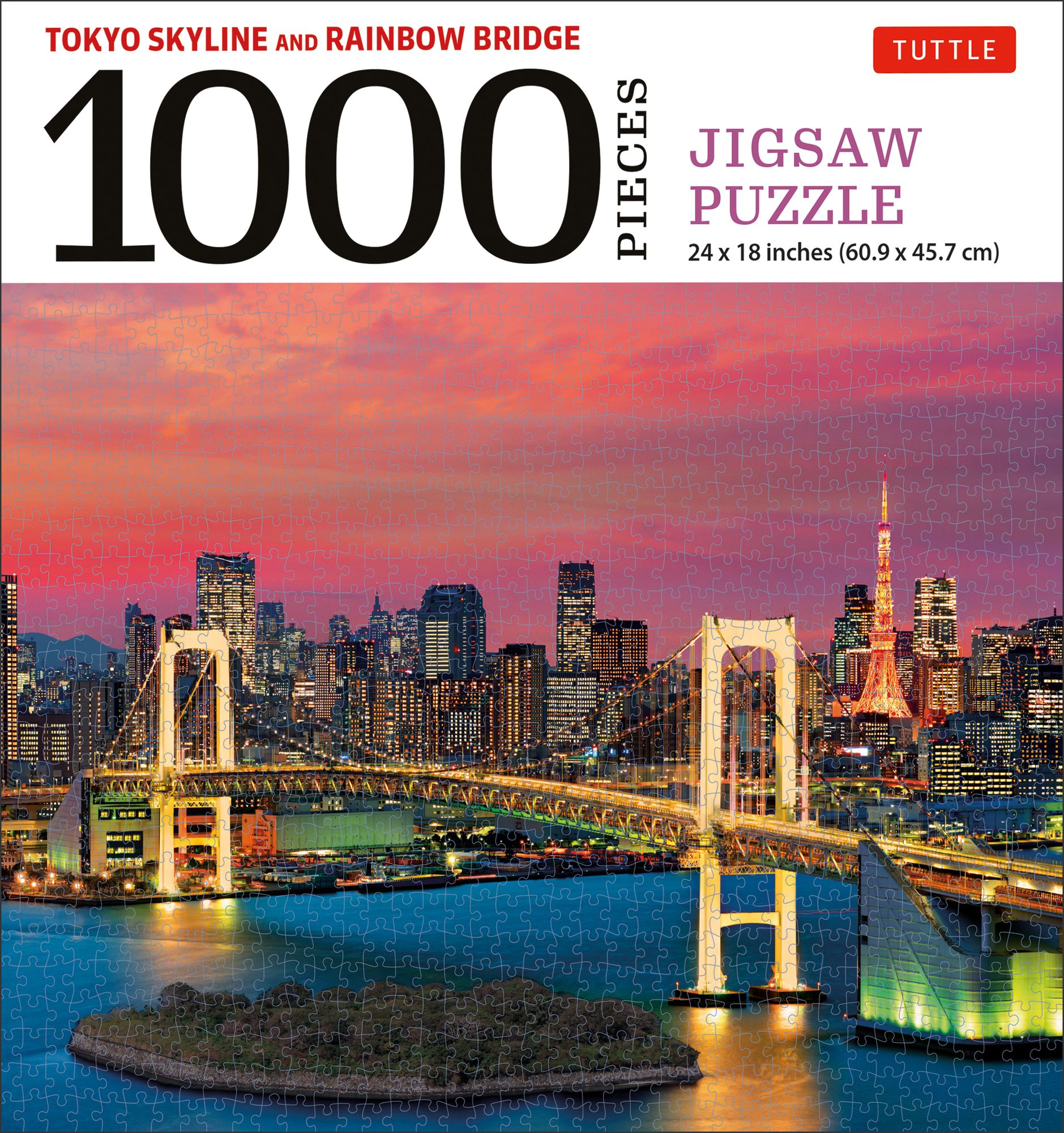 Tokyo Skyline and Rainbow Bridge - 1000 Piece Jigsaw Puzzle: The Rainbow Bridge and Tokyo Tower (Finished Size 24 in X 18 in)