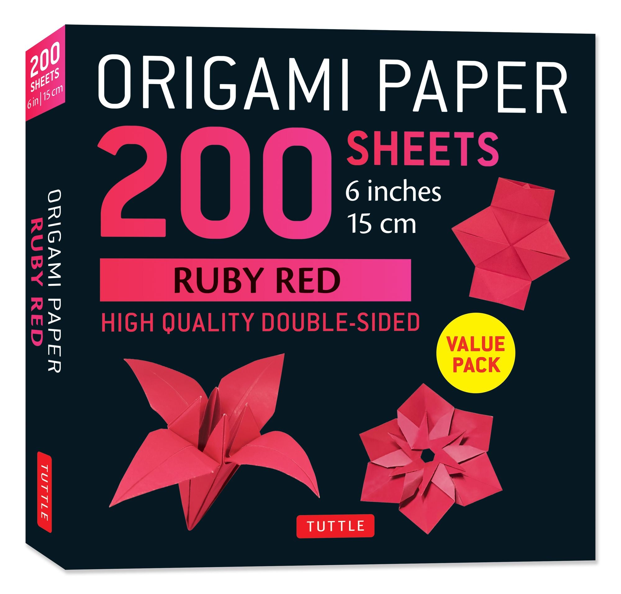 Origami Paper 200 sheets Ruby Red 6" (15 cm): Solid Red Double-Sided Origami Sheets with Instructions for 10 Projects