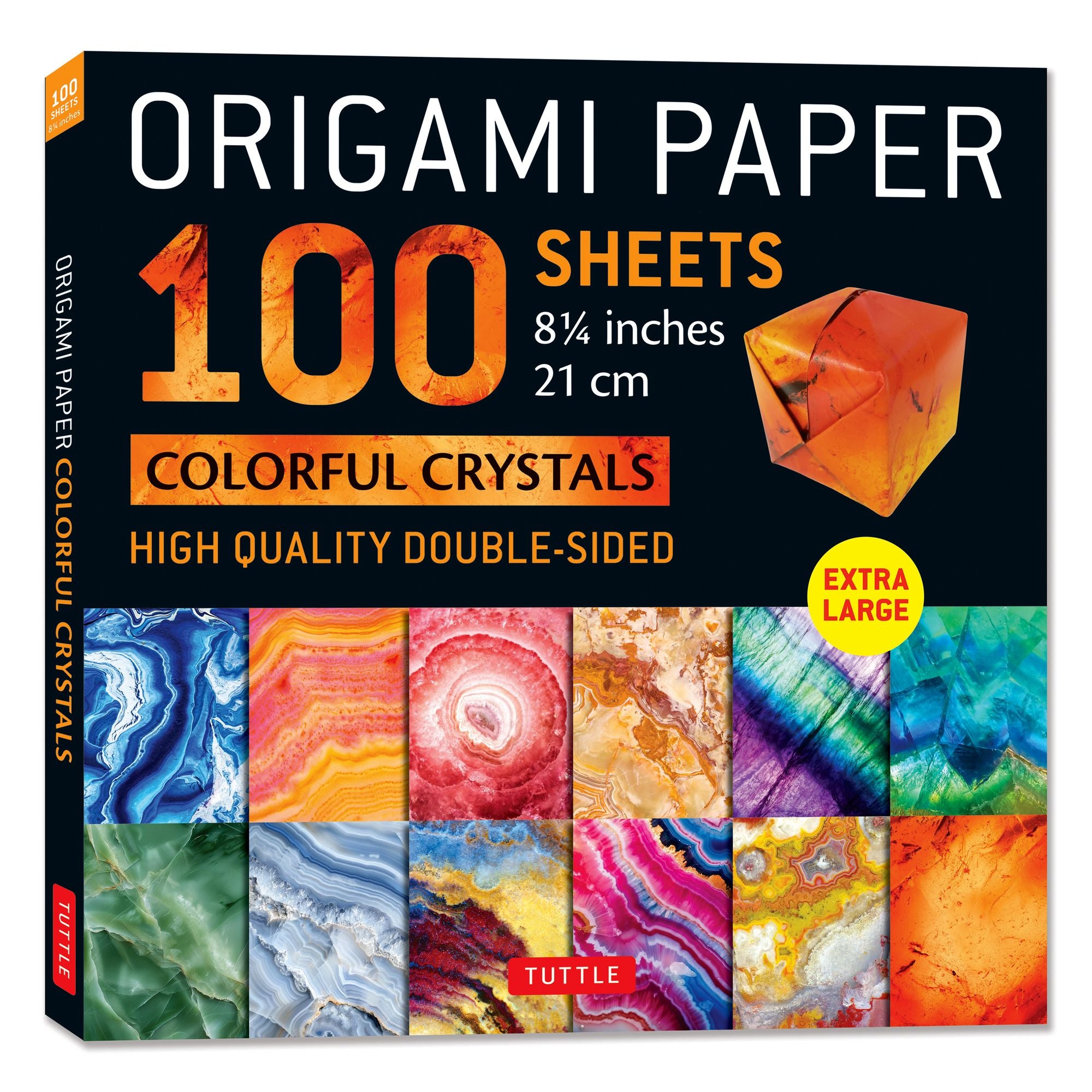 Origami Paper 100 sheets Colorful Crystals 8 1/4" (21 cm): Extra Large Double-Sided Origami Sheets Printed with 12 Different Patterns (Instructions for 5 Projects Included)