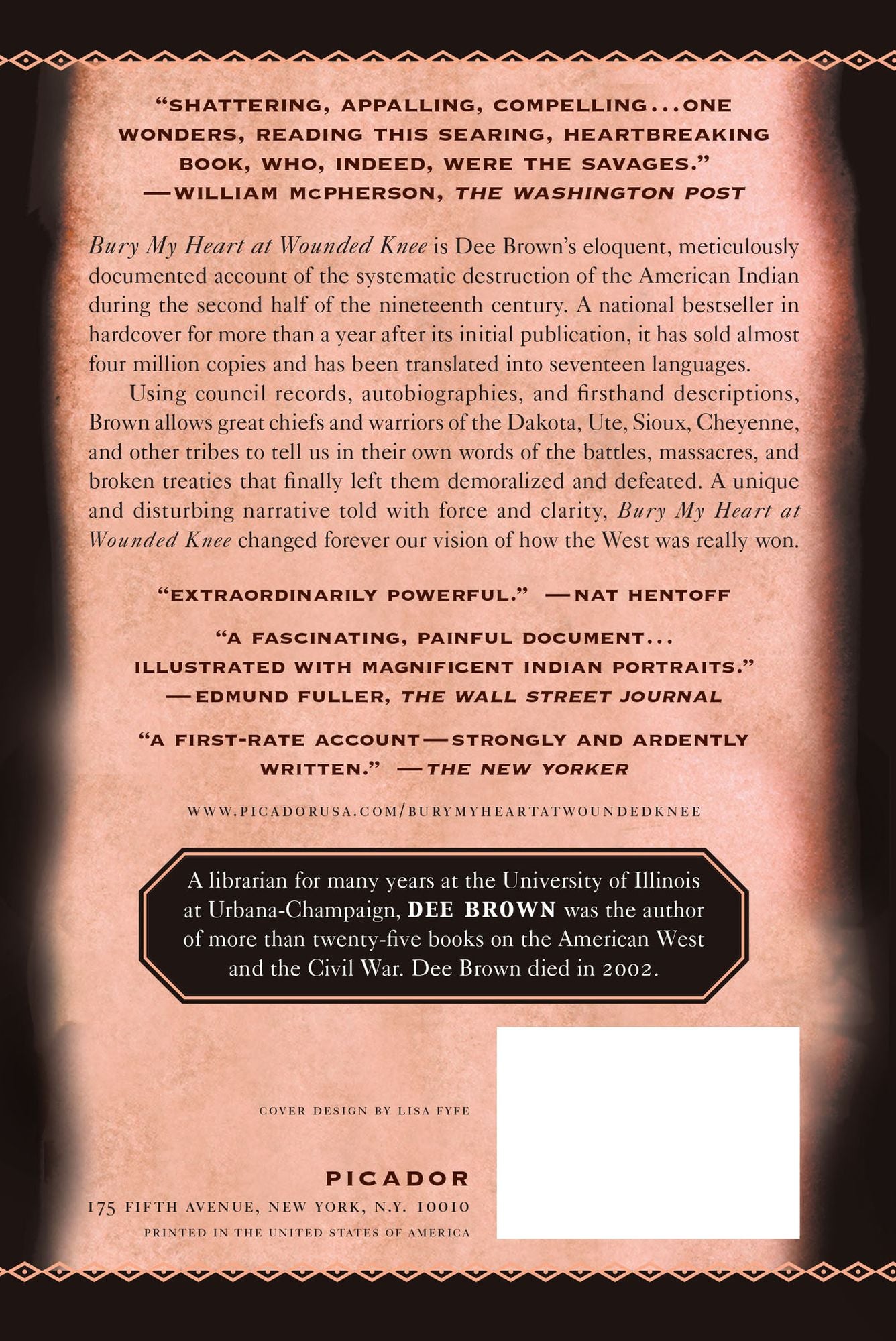 Bury My Heart at Wounded Knee: An Indian History of the American West