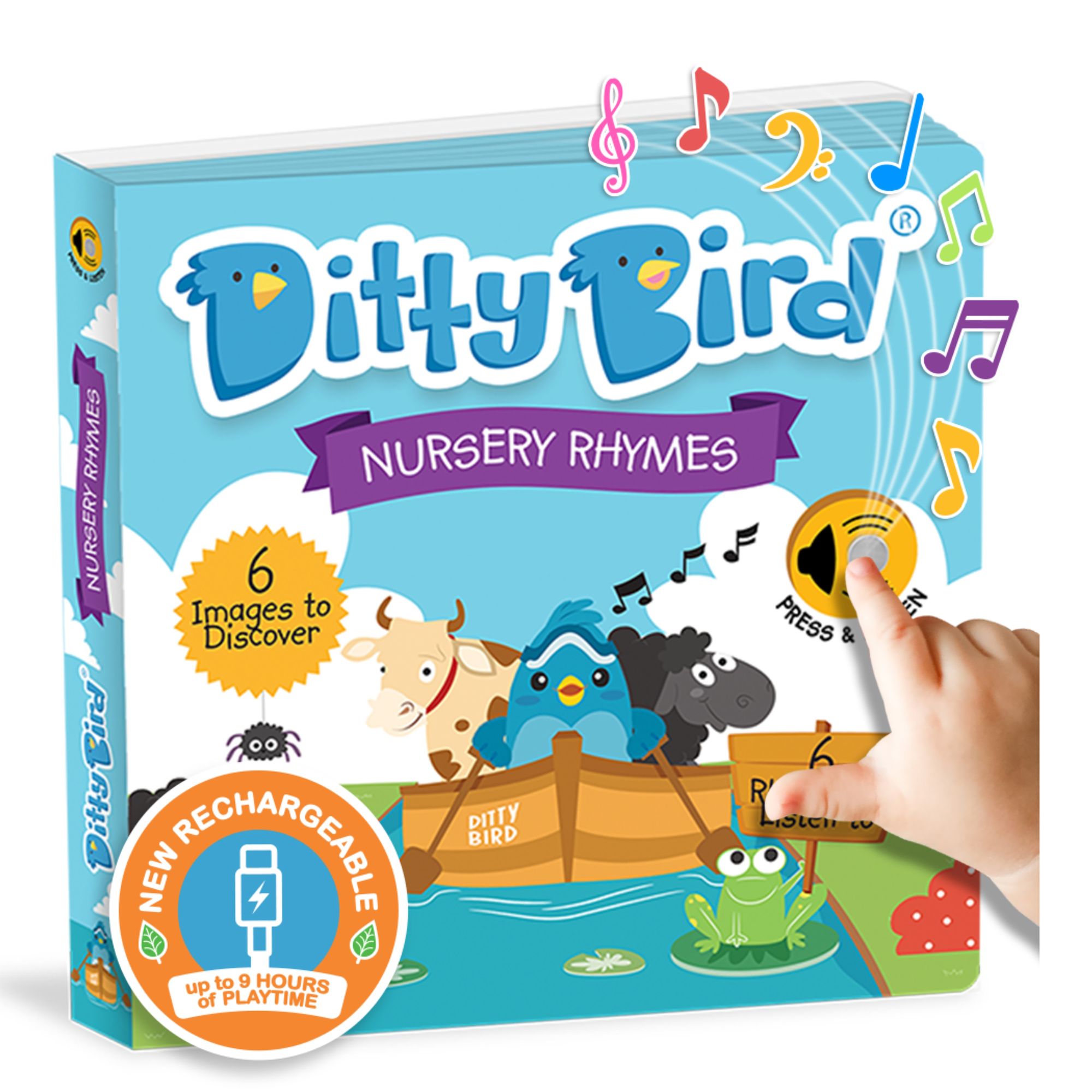 Ditty Bird Nursery Rhymes Interactive Musical Sound Book for toddlers 1- 3 Sing-Along boardbook for baby