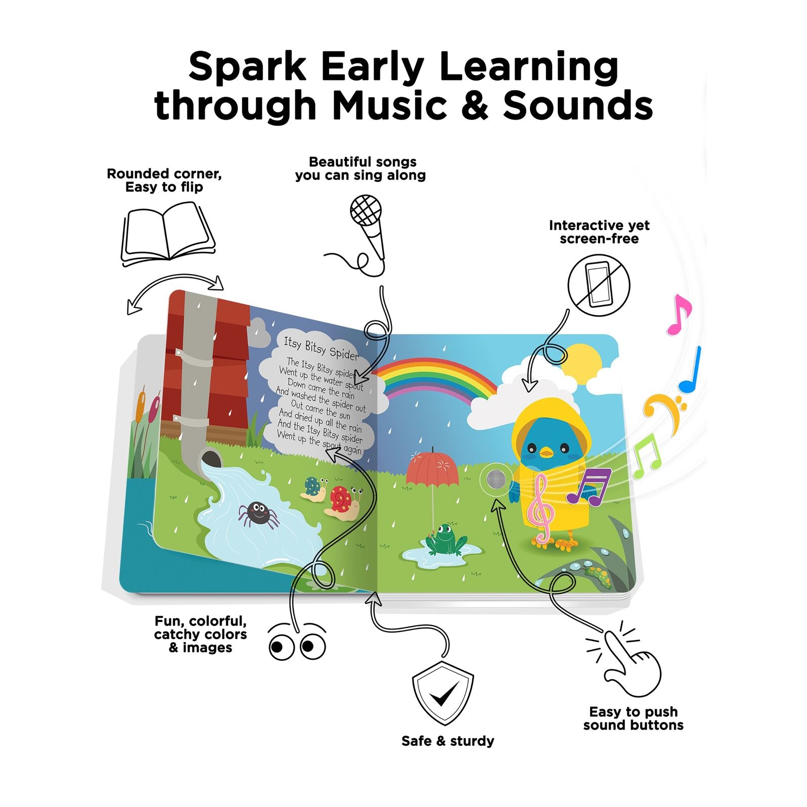 Ditty Bird Nursery Rhymes Interactive Musical Sound Book for toddlers 1- 3 Sing-Along boardbook for baby