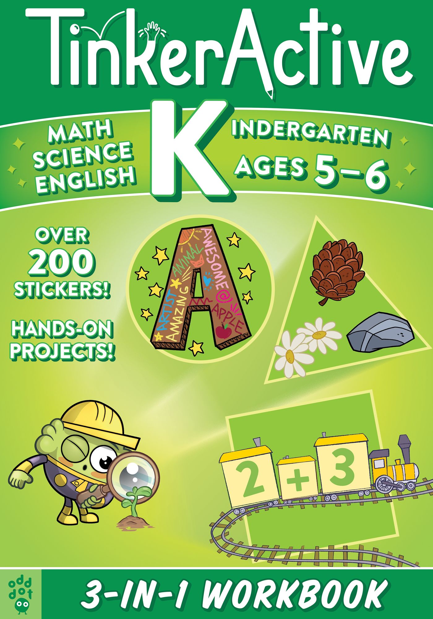 TinkerActive Kindergarten 3-in-1 Workbook: Math, Science, English Language Arts