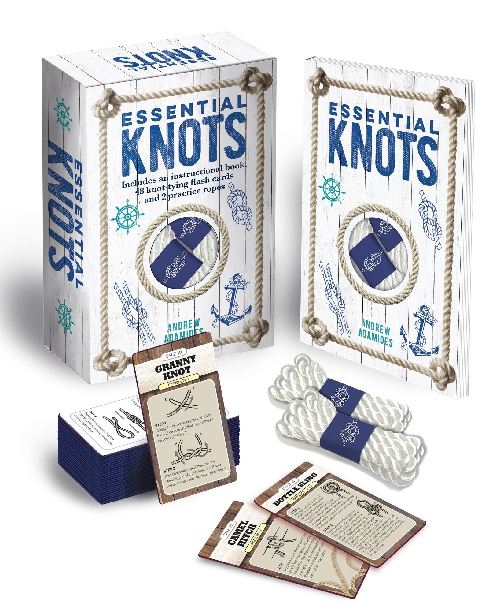 Essential Knots Kit: Includes Instructional Book, 48 Knot Tying Flash Cards and 2 Practice Ropes