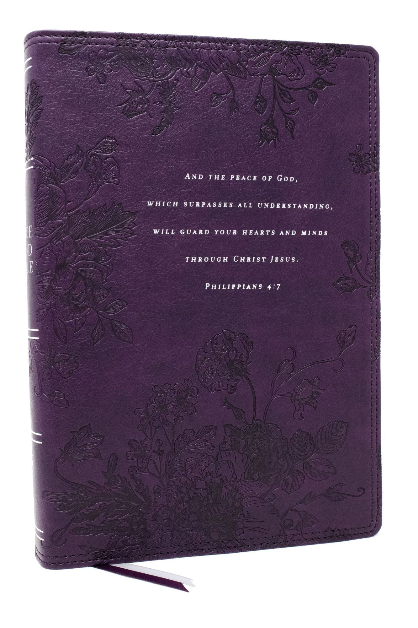 Peace of God Bible: Discover and Experience God's Shalom Throughout the Bible (NKJV, Purple Leathersoft, Red Letter, Comfort Print)