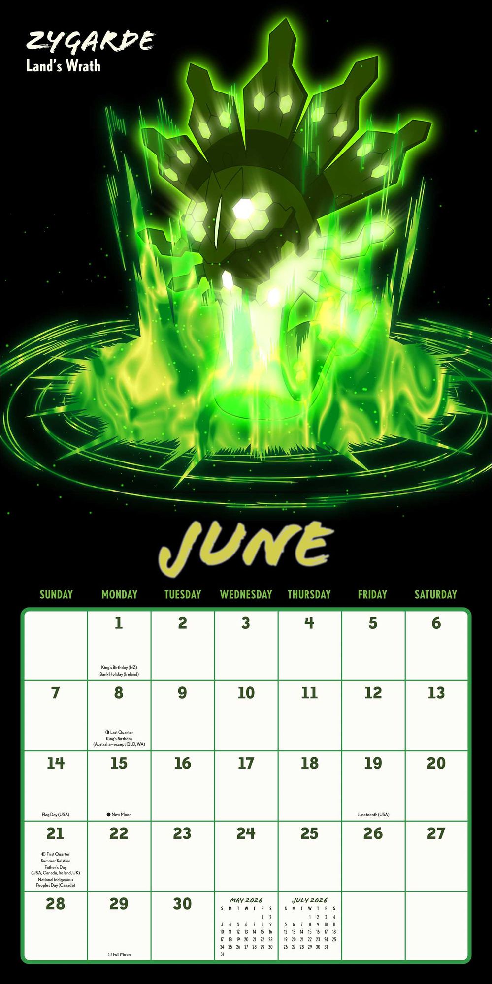 2026 Pokemon Moves Wall Calendar