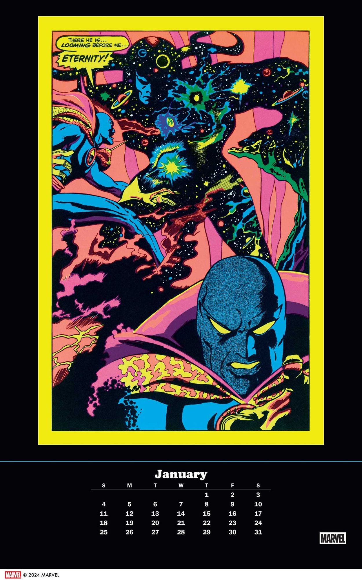 2026 Marvel Classic Black Light Poster Calendar with 12 Frameable Prints