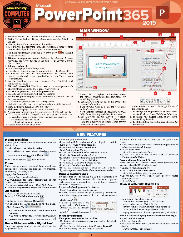 Microsoft PowerPoint 365 - 2019: a QuickStudy Laminated Software Reference Guide