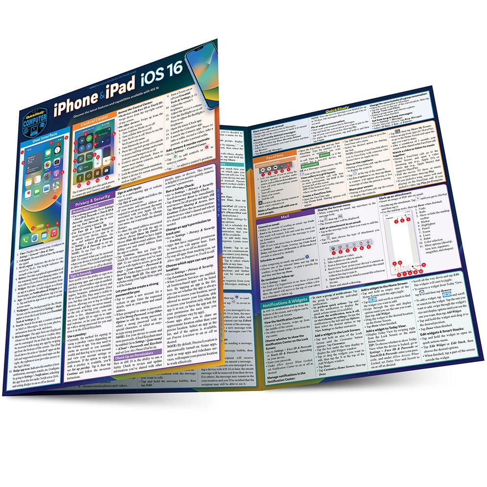 iPhone & iPad iOS 16: a QuickStudy Laminated Reference Guide