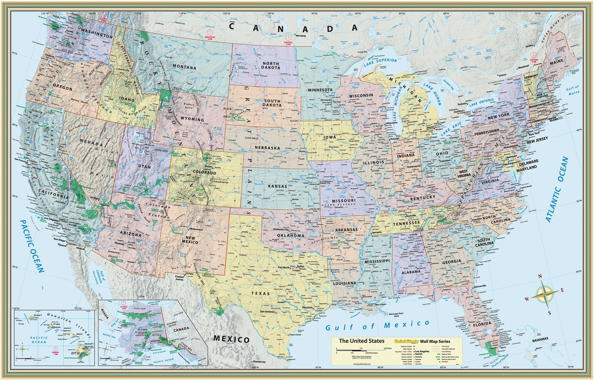 U.S. Map Poster (32 x 50 inches) - Laminated: a QuickStudy Reference Tool