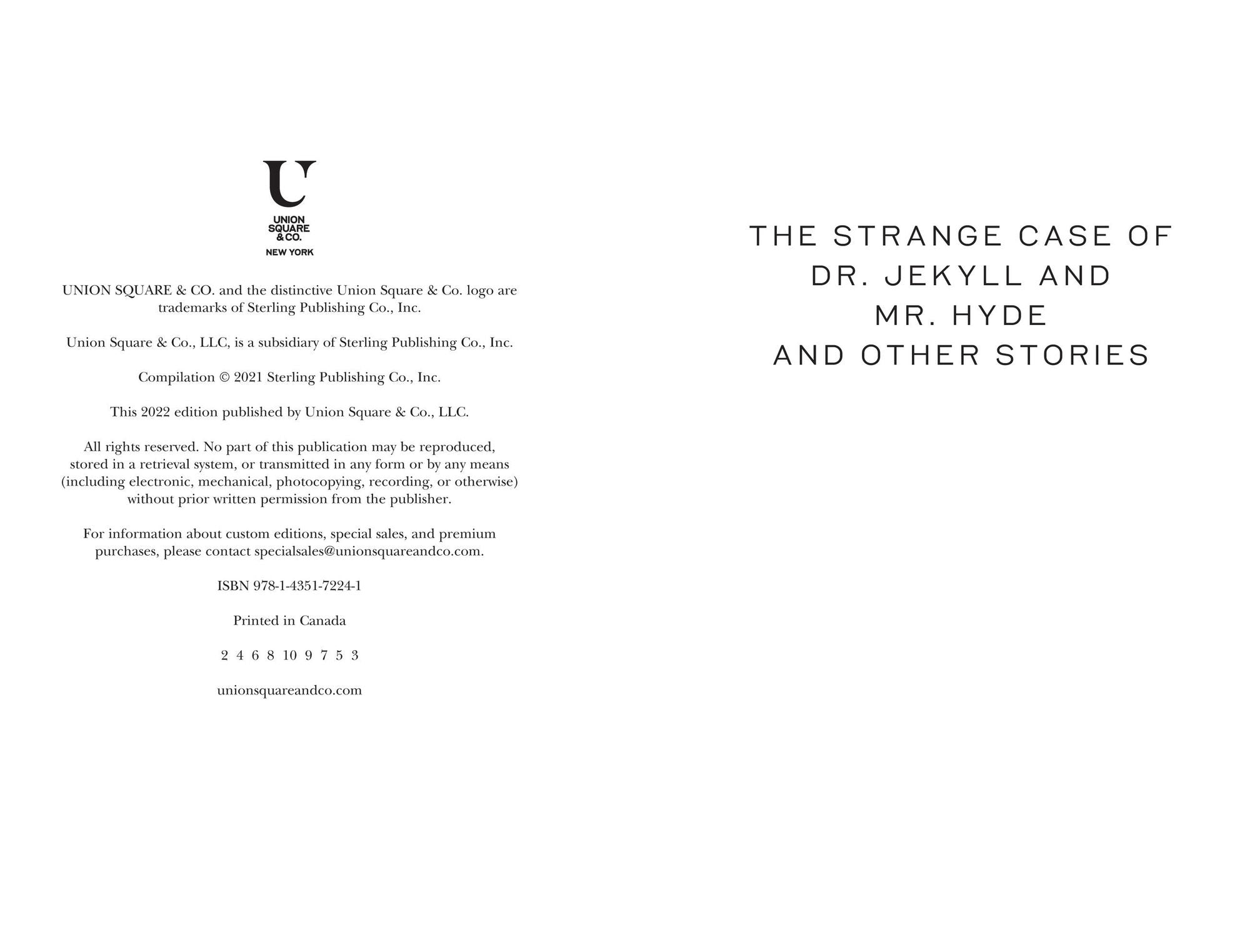 The Strange Case of Dr. Jekyll and Mr. Hyde and Other Stories (Signature Classics)