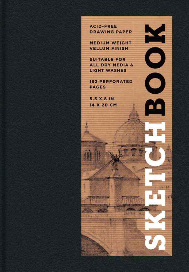 Sketchbook 5.5 x 8" Black Hardcover Mixed Media Sketchbook for Drawing: Acid-Free Quality Paper (128 pages)