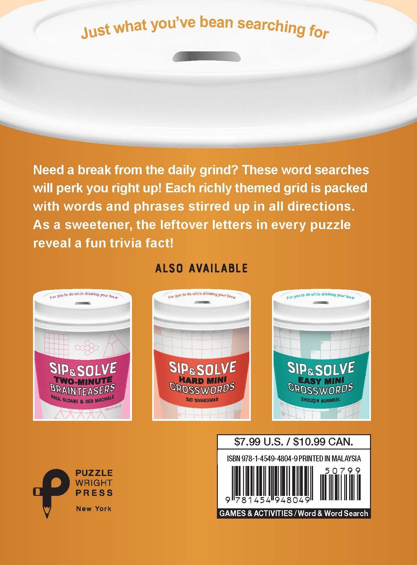 Sip & Solve Mini Word Search Puzzles