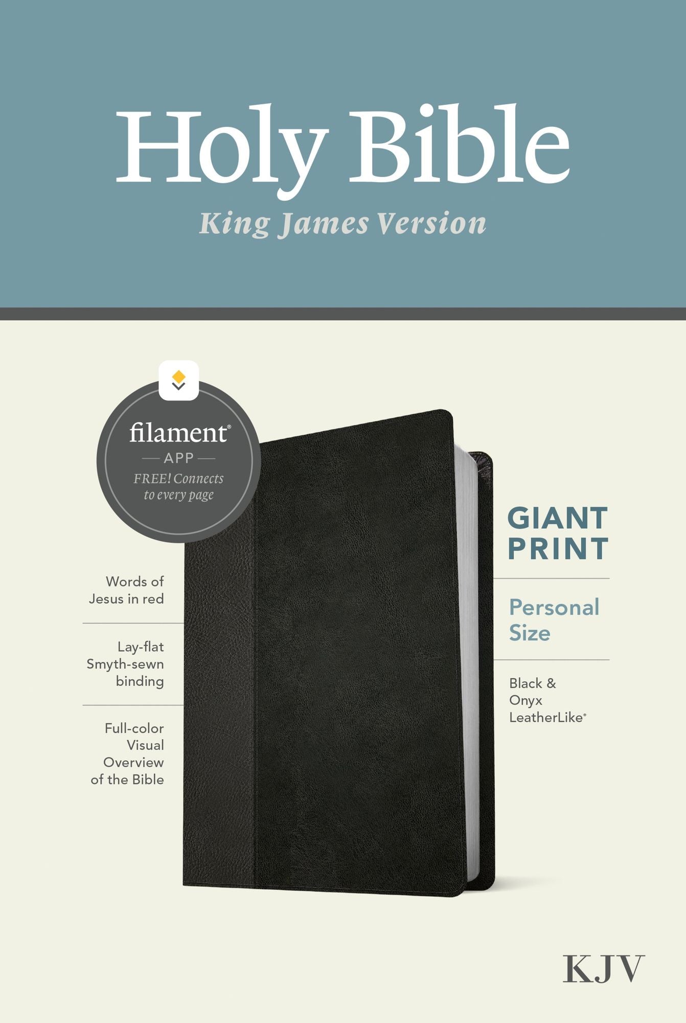 KJV Personal Size Giant Print Bible, Filament Enabled (LeatherLike, Black/Onyx, Red Letter)