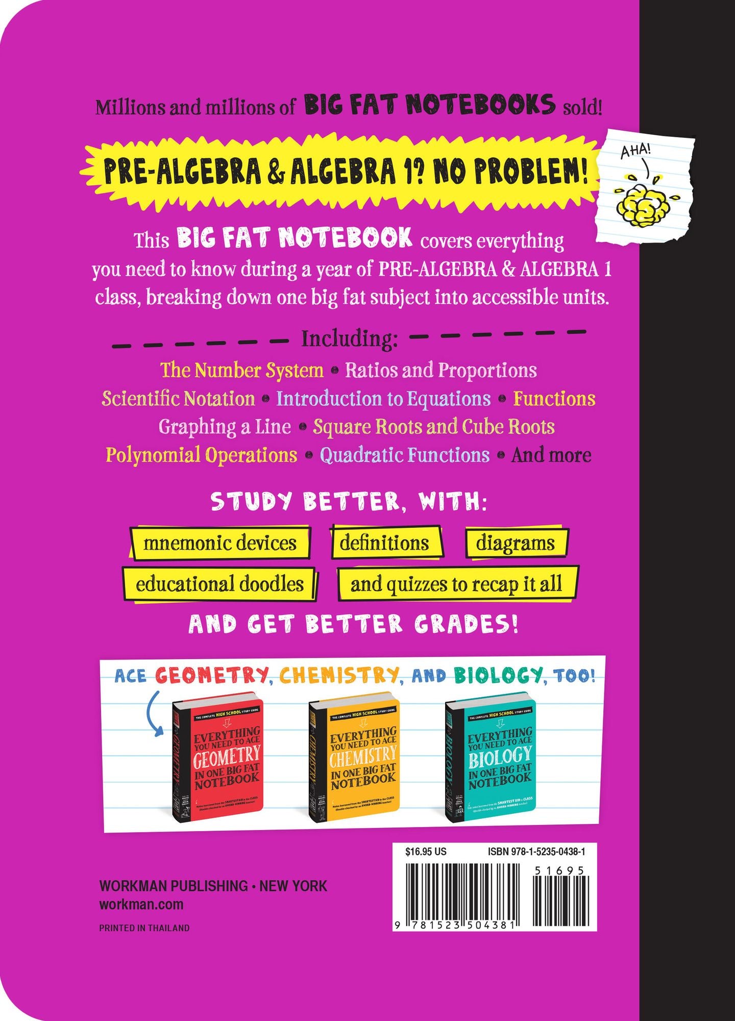 Everything You Need to Ace Pre-Algebra and Algebra 1 in One Big Fat Notebook