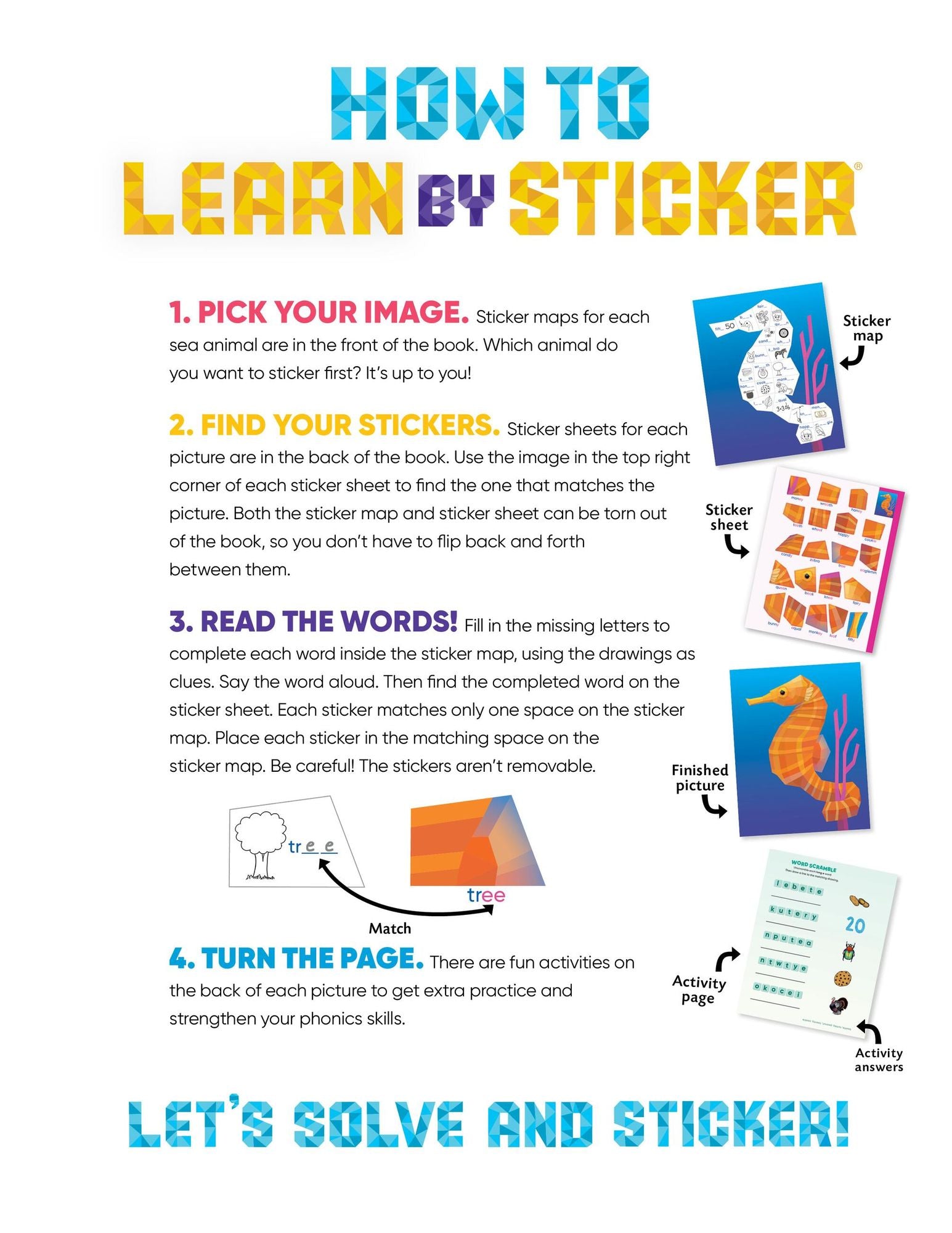 Learn by Sticker: More Phonics: Use Phonics to Create 10 Sea Animals!