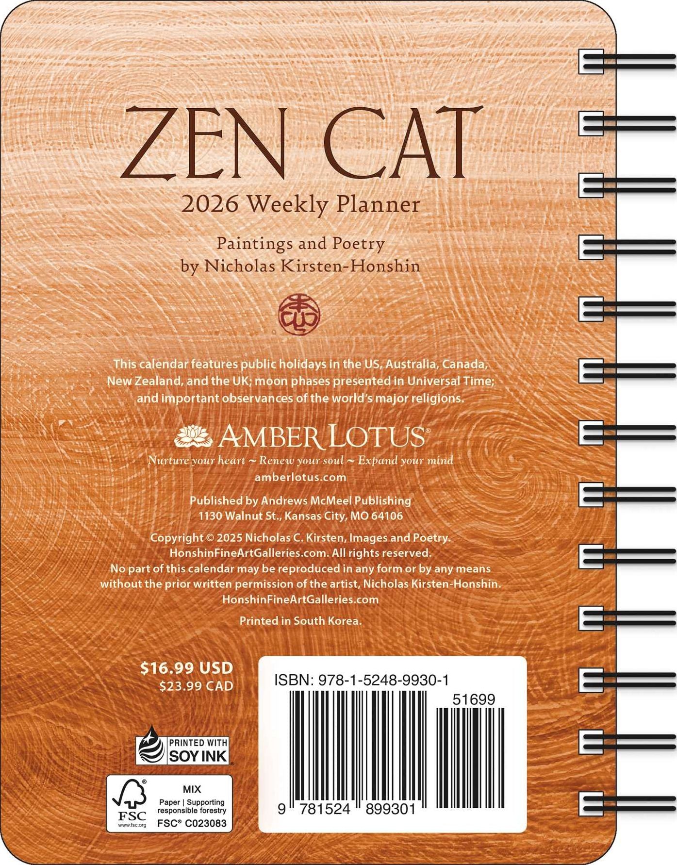 2026 Zen Cat Weekly Planner Calendar