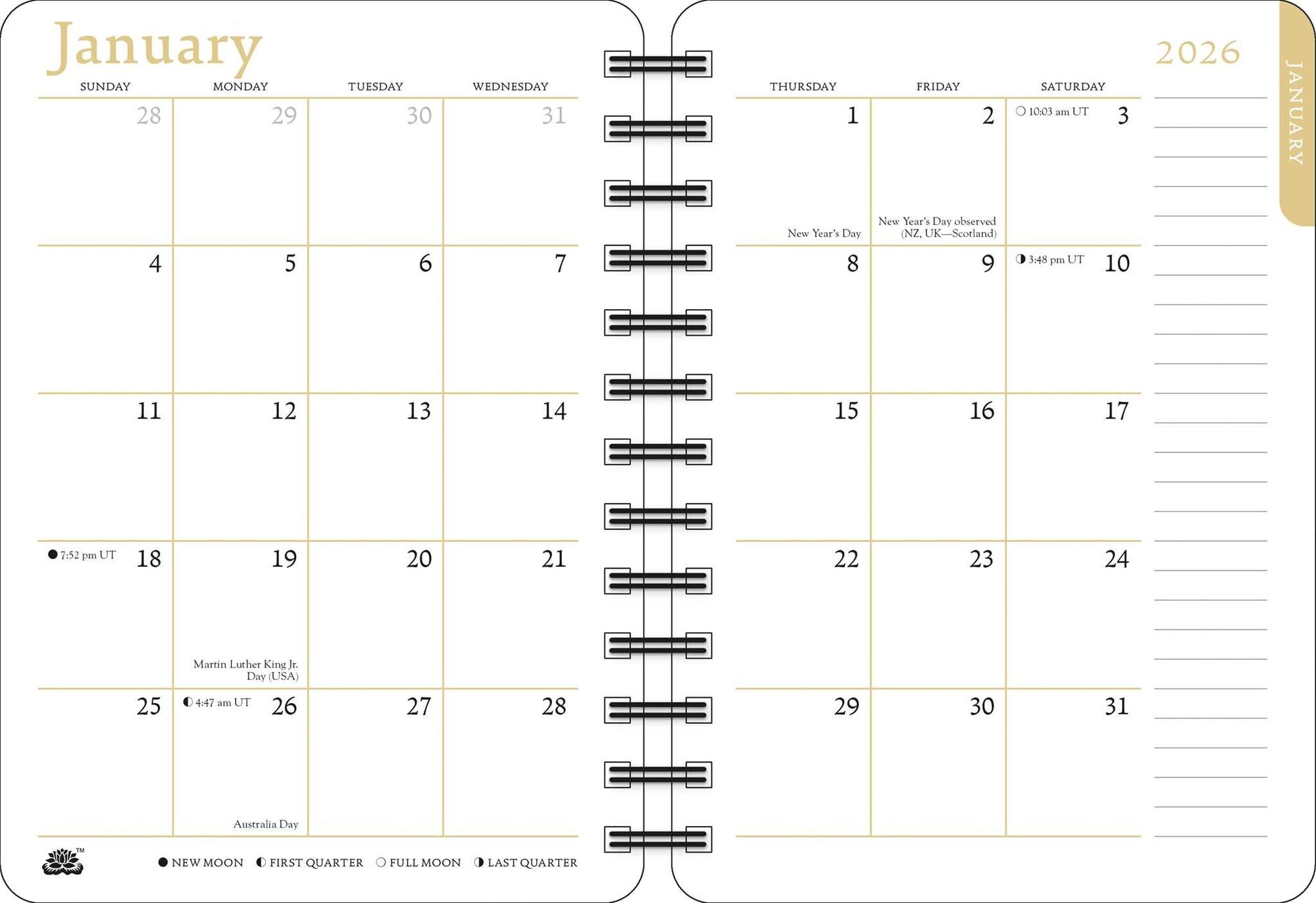 2026 Zen Cat Weekly Planner Calendar