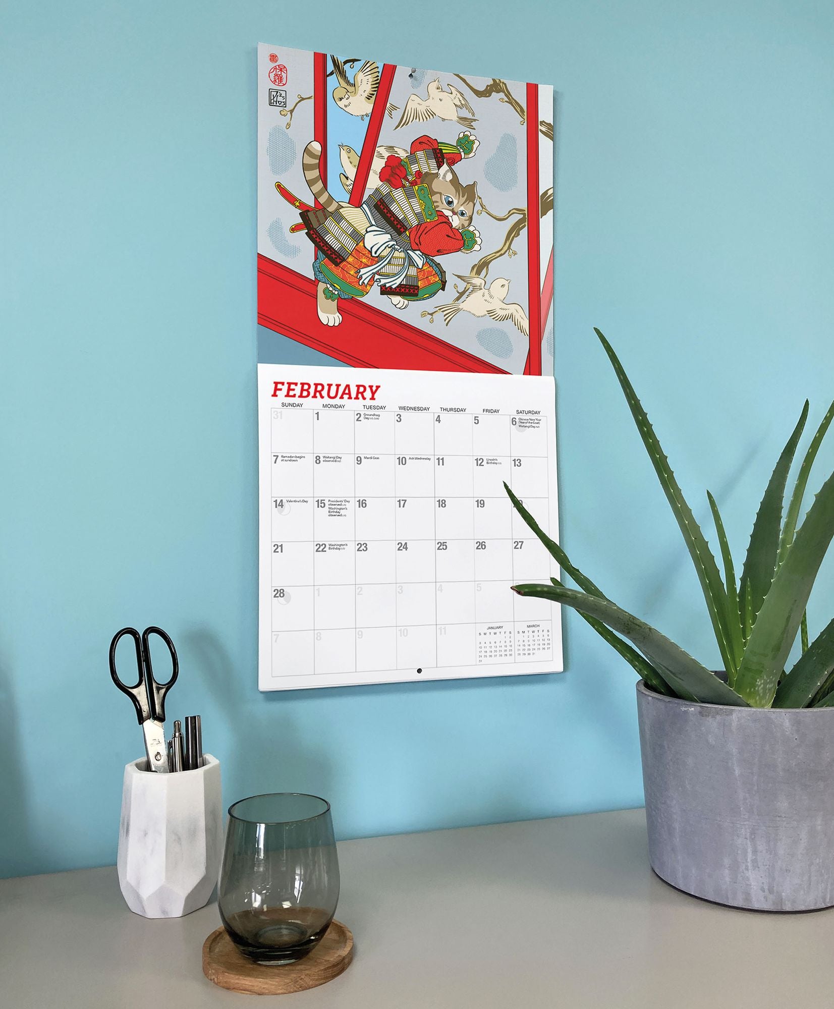 2027 Samurai Cats Wall Calendar