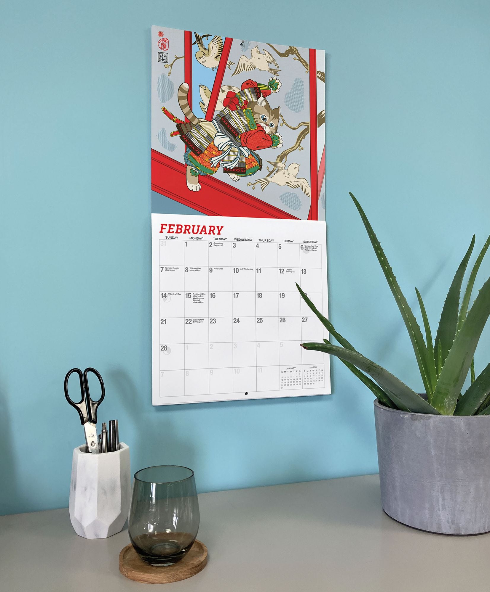 2027 Samurai Cats Wall Calendar