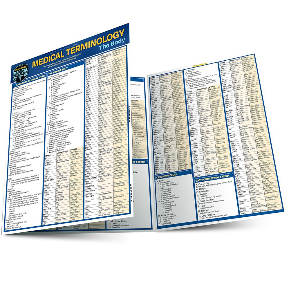 Medical Terminology: The Body: QuickStudy Laminated Reference Guide