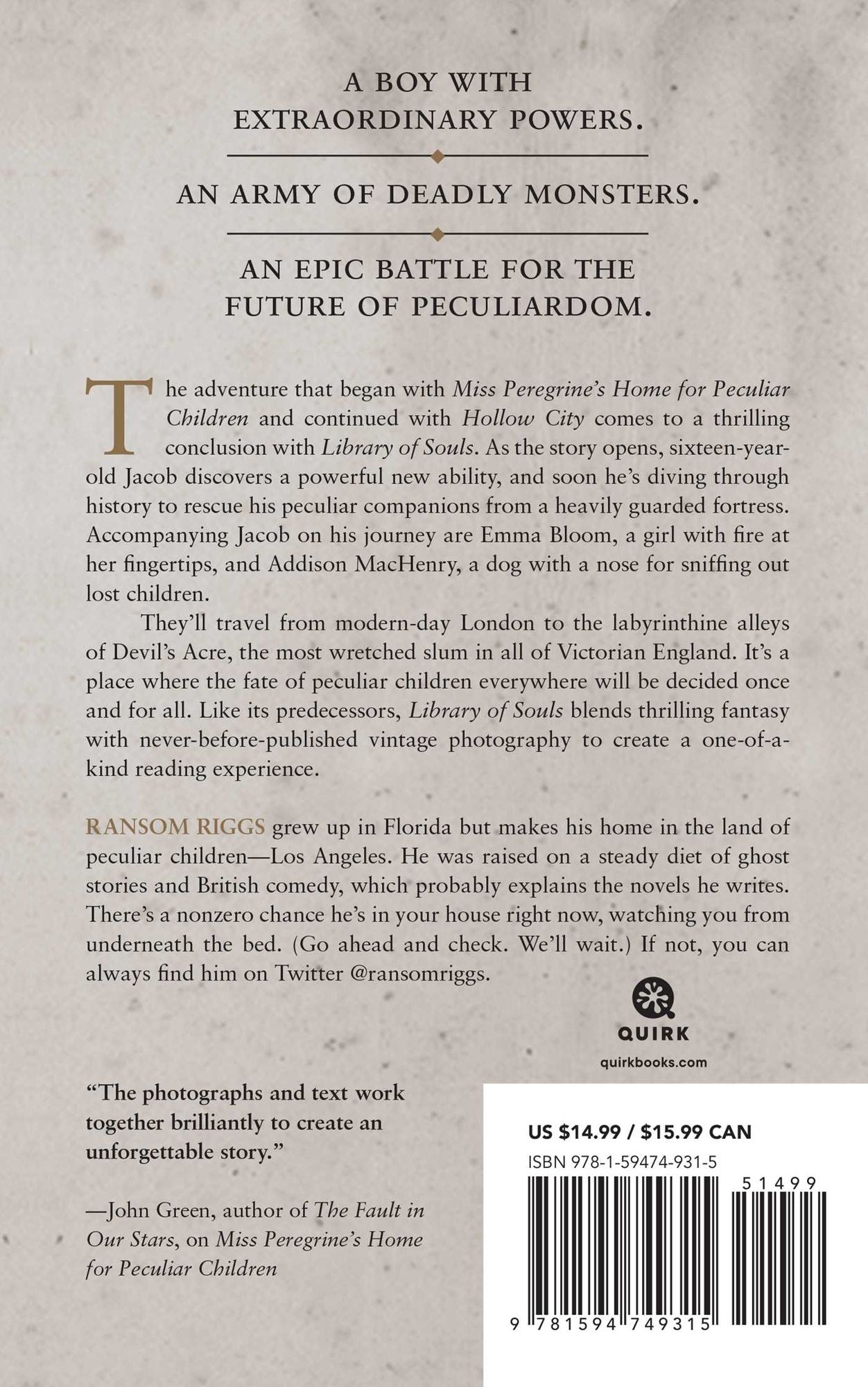Library of Souls (Miss Peregrine's Peculiar Children Series #3)