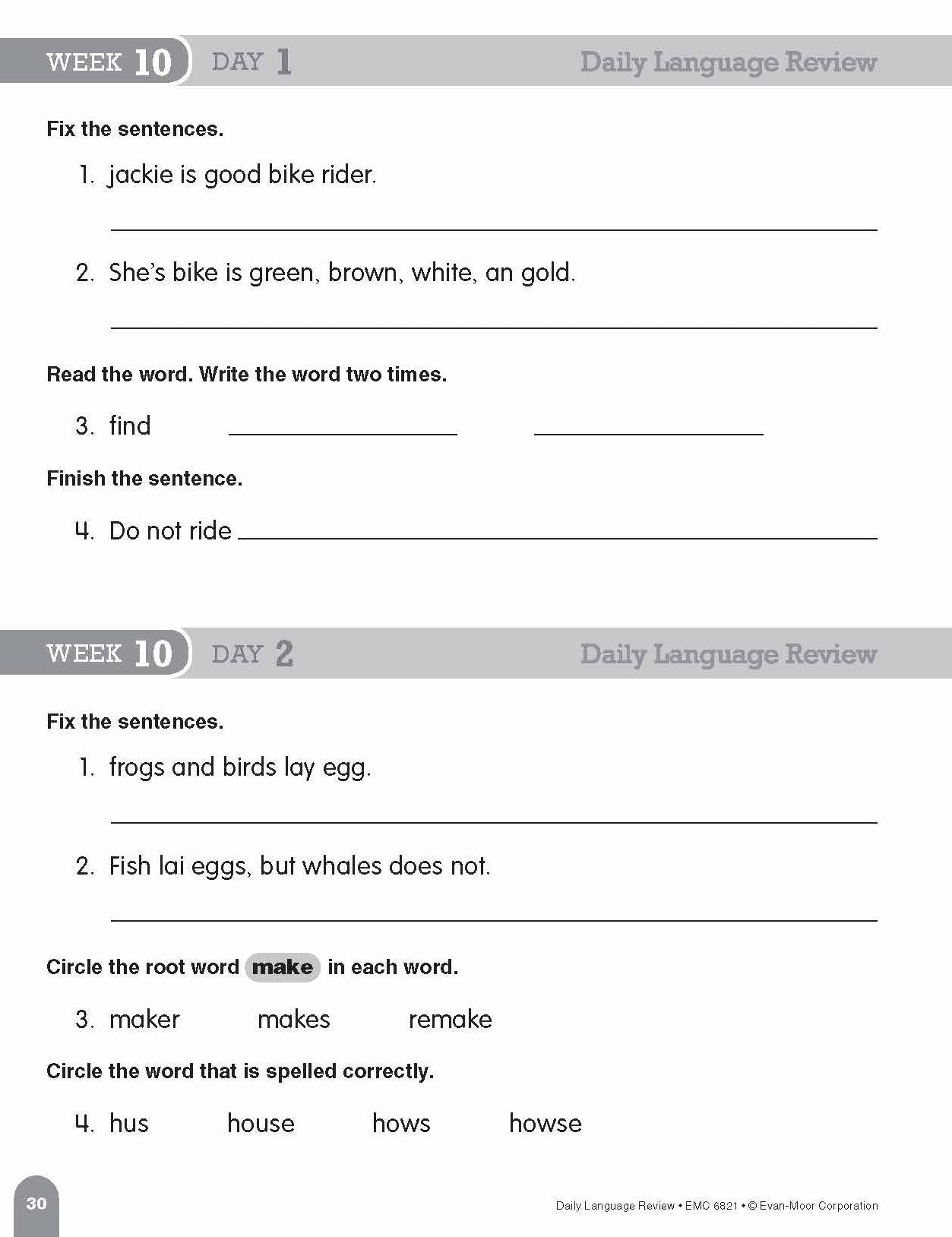 Daily Language Review Grade 1 Sb