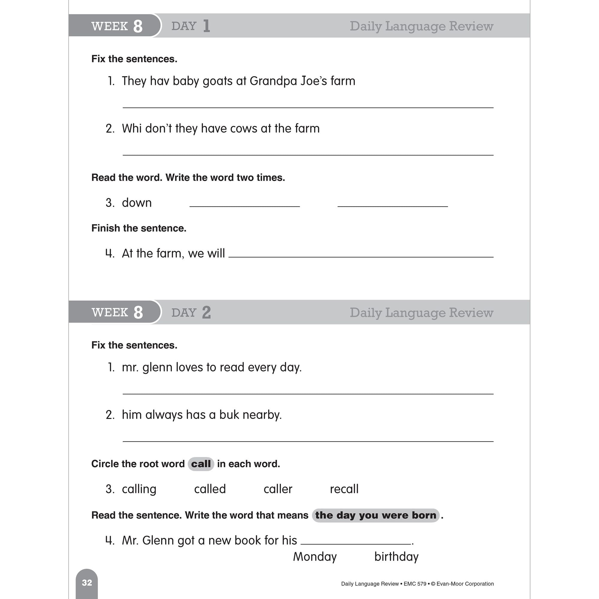 Daily Language Review Grade 1 Sb