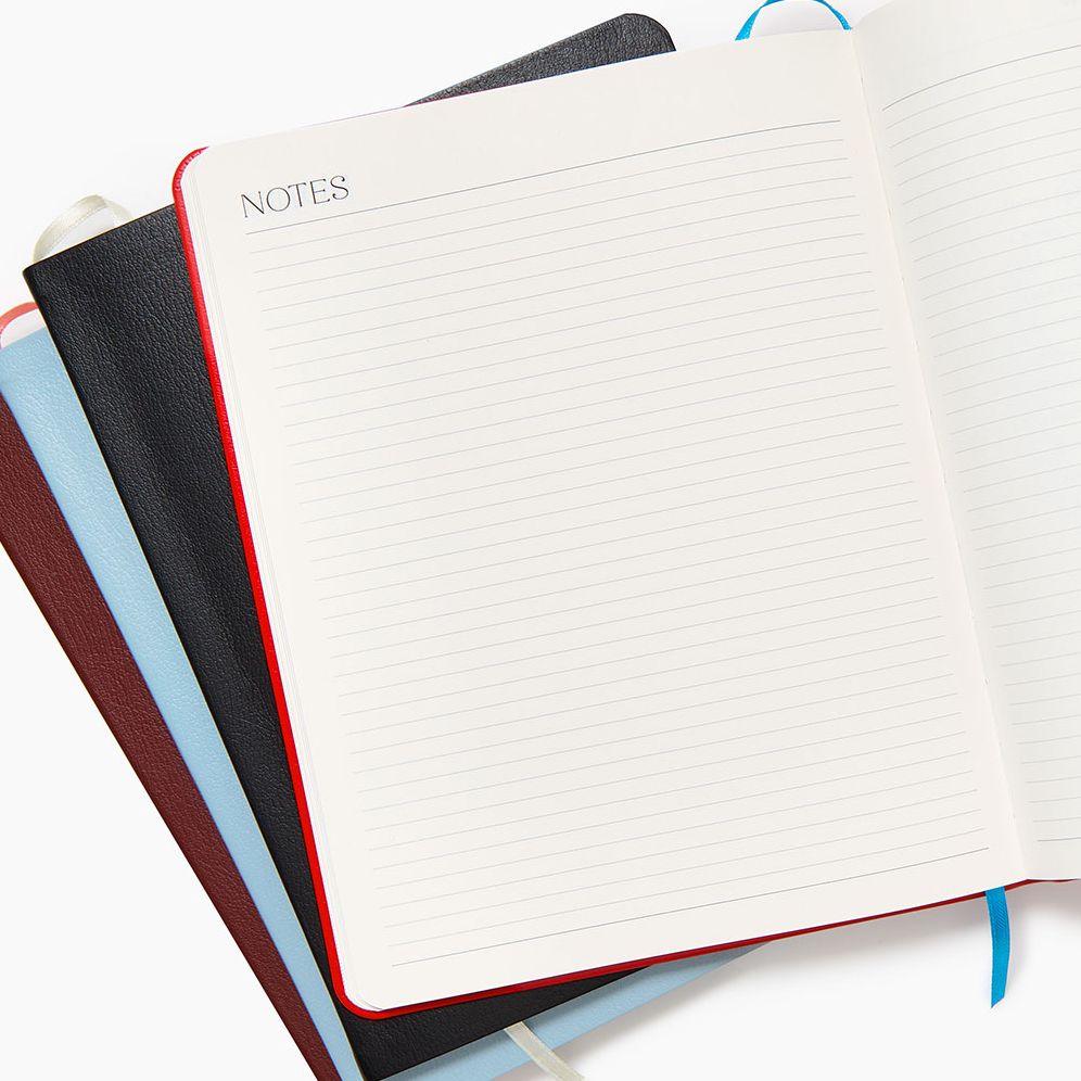 2025-2026 Paper Source Light Blue Leather 18-Month Monthly Desk Planner