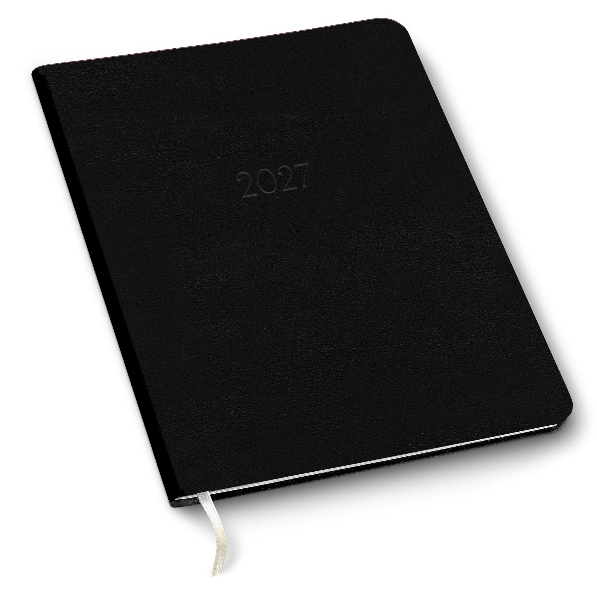 2026-2027 Paper Source Black Leather 18-Month Monthly Desk Planner