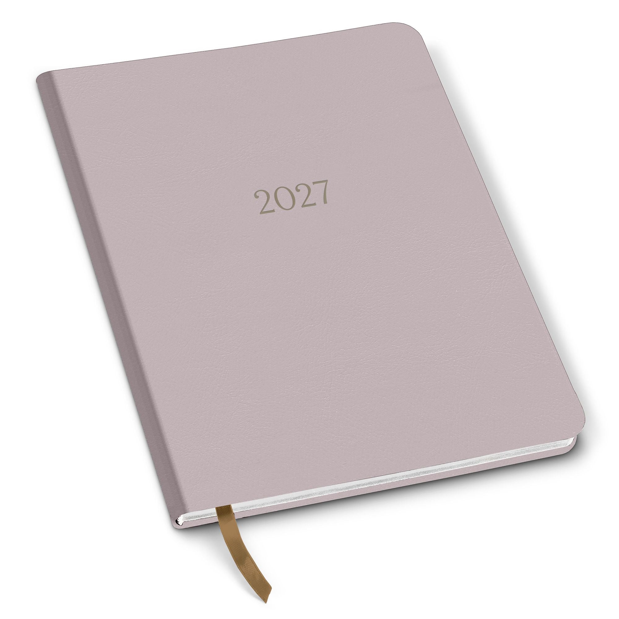 2026-2027 Paper Source Gray Lilac Leather 18-Month Weekly Desk Planner