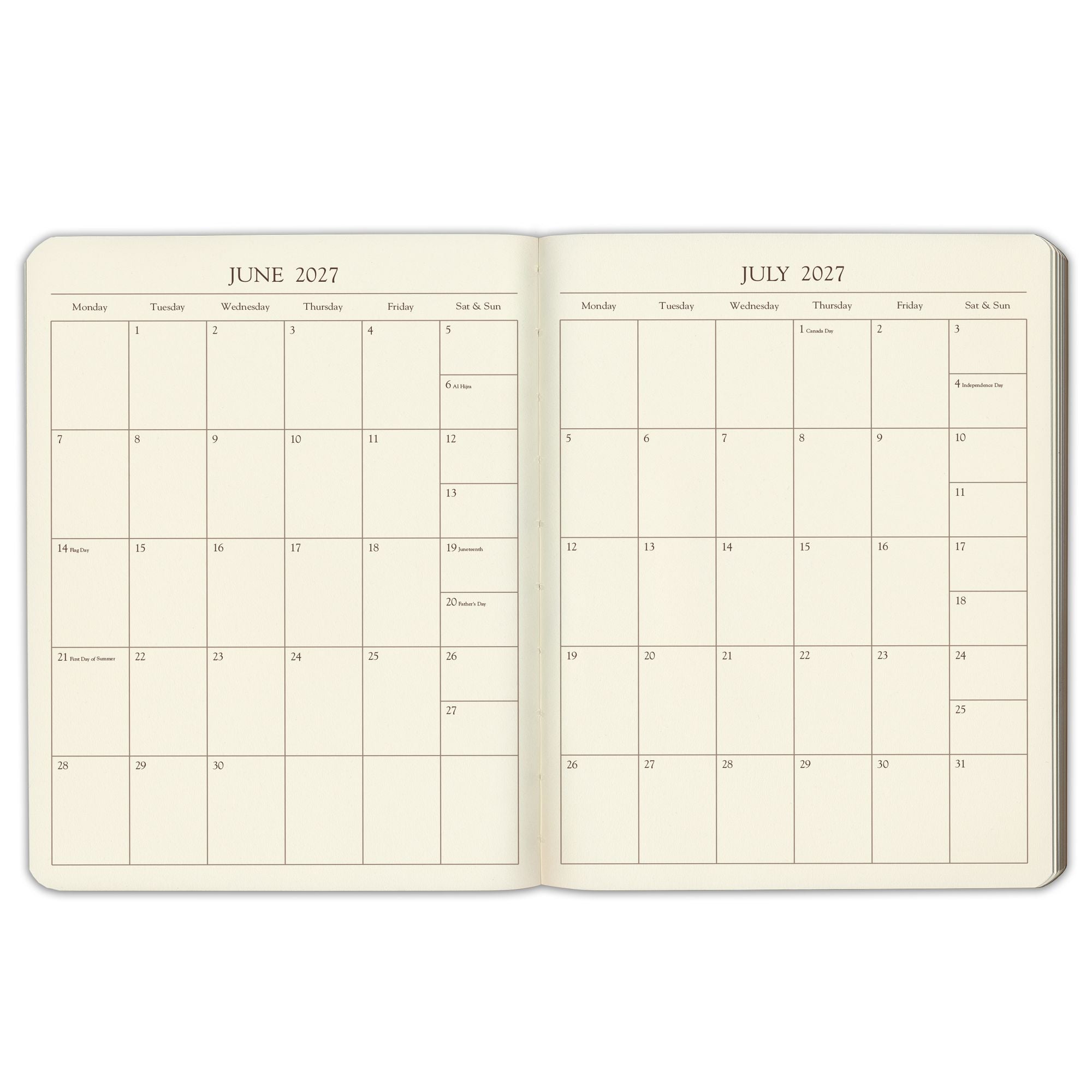 2027 Professional Navy Weekly Desk Planner
