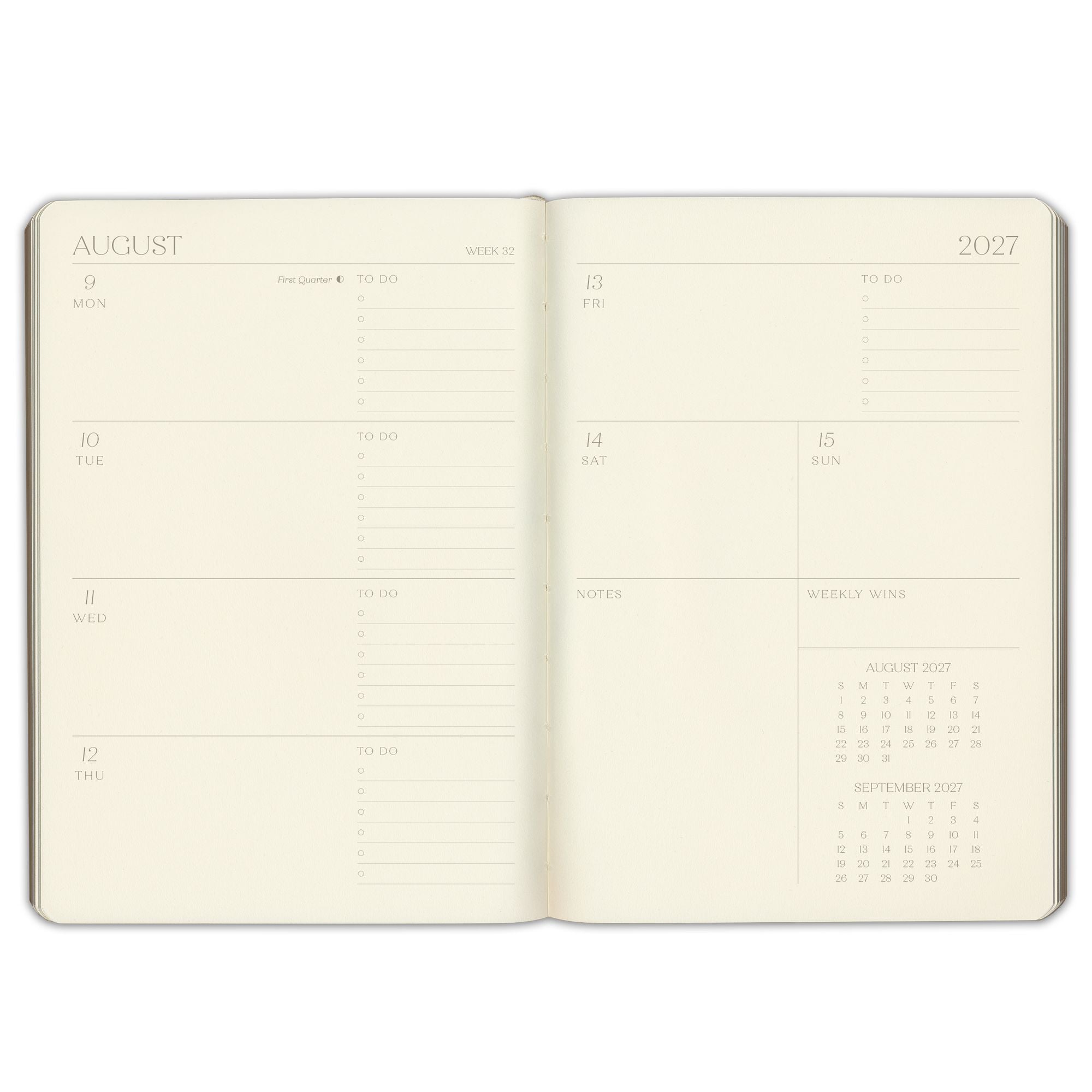 2027 Paper Source Black Weekly Desk Planner