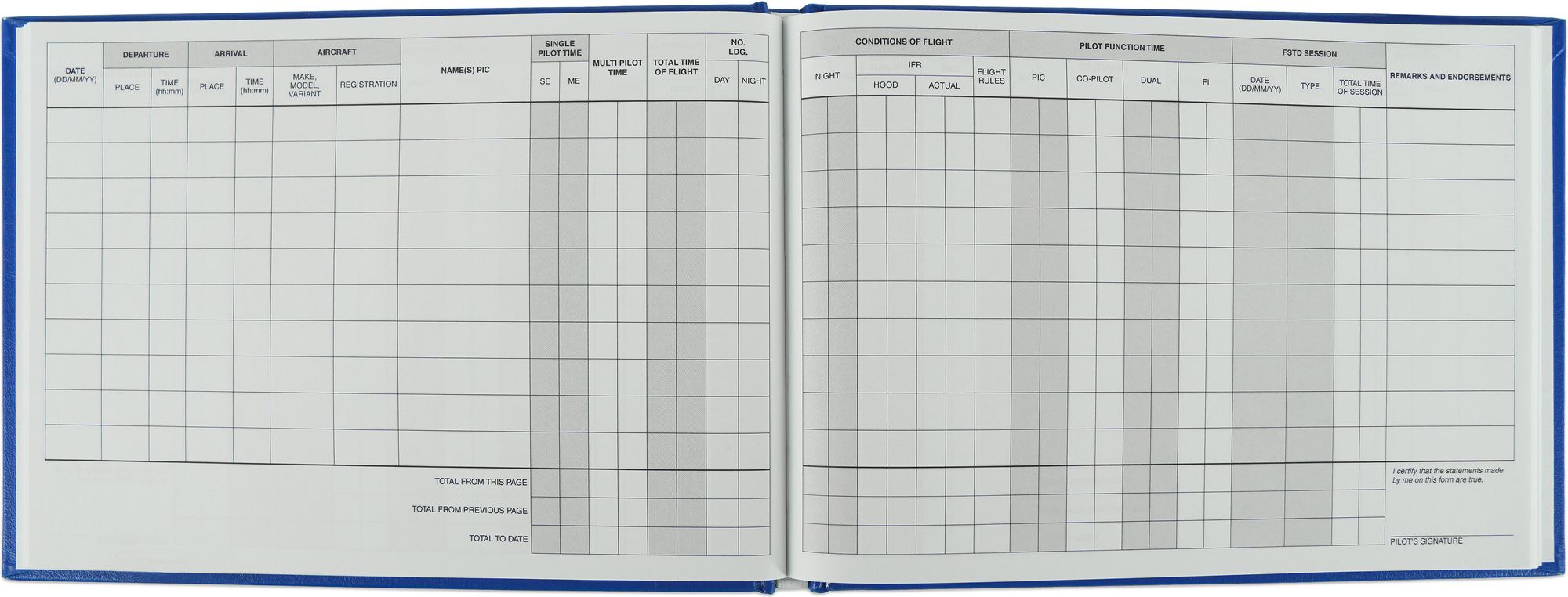 The Standard EASA FCL-Compliant Pilot Log: ASA-SP-EASA