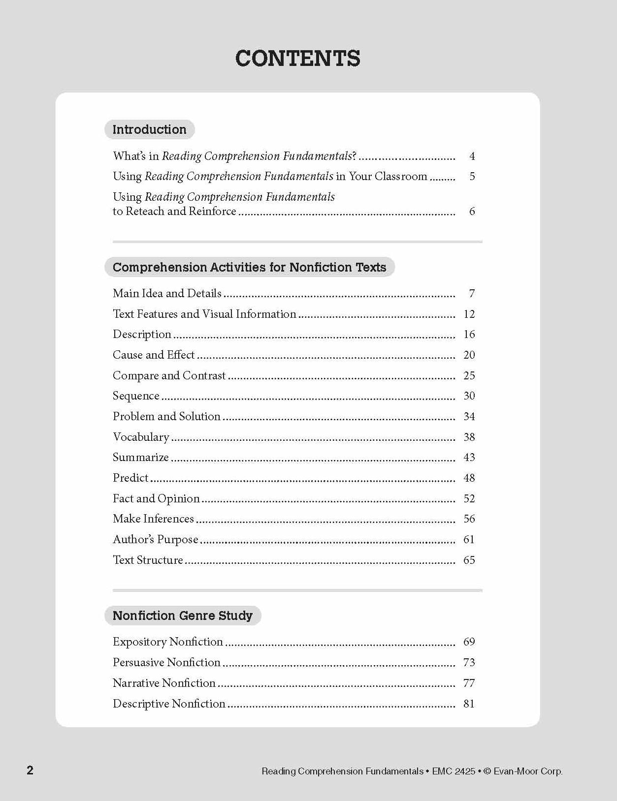 Reading Comprehension Fundamentals, Grade 5