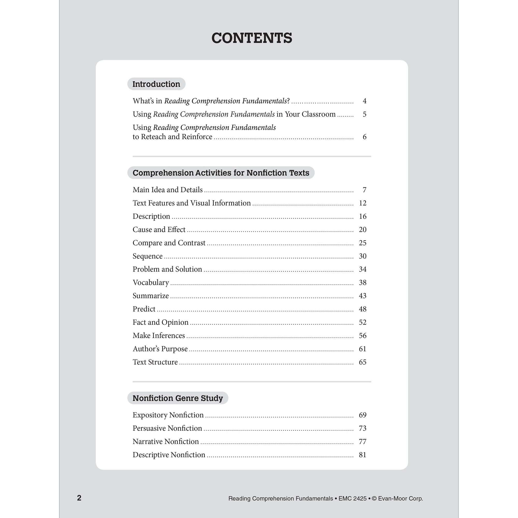 Reading Comprehension Fundamentals, Grade 5