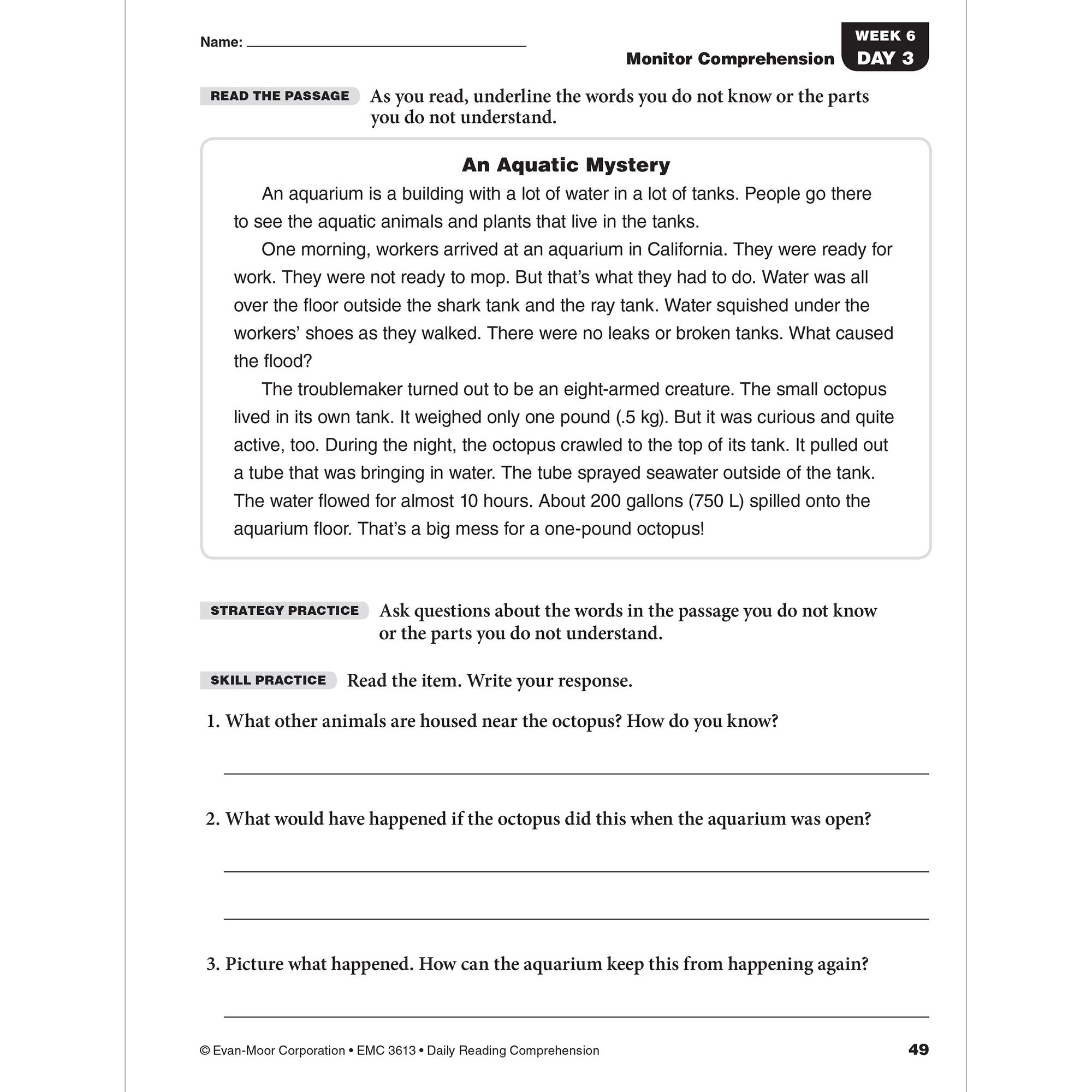 Daily Reading Comprehension, Grade 3 Sb