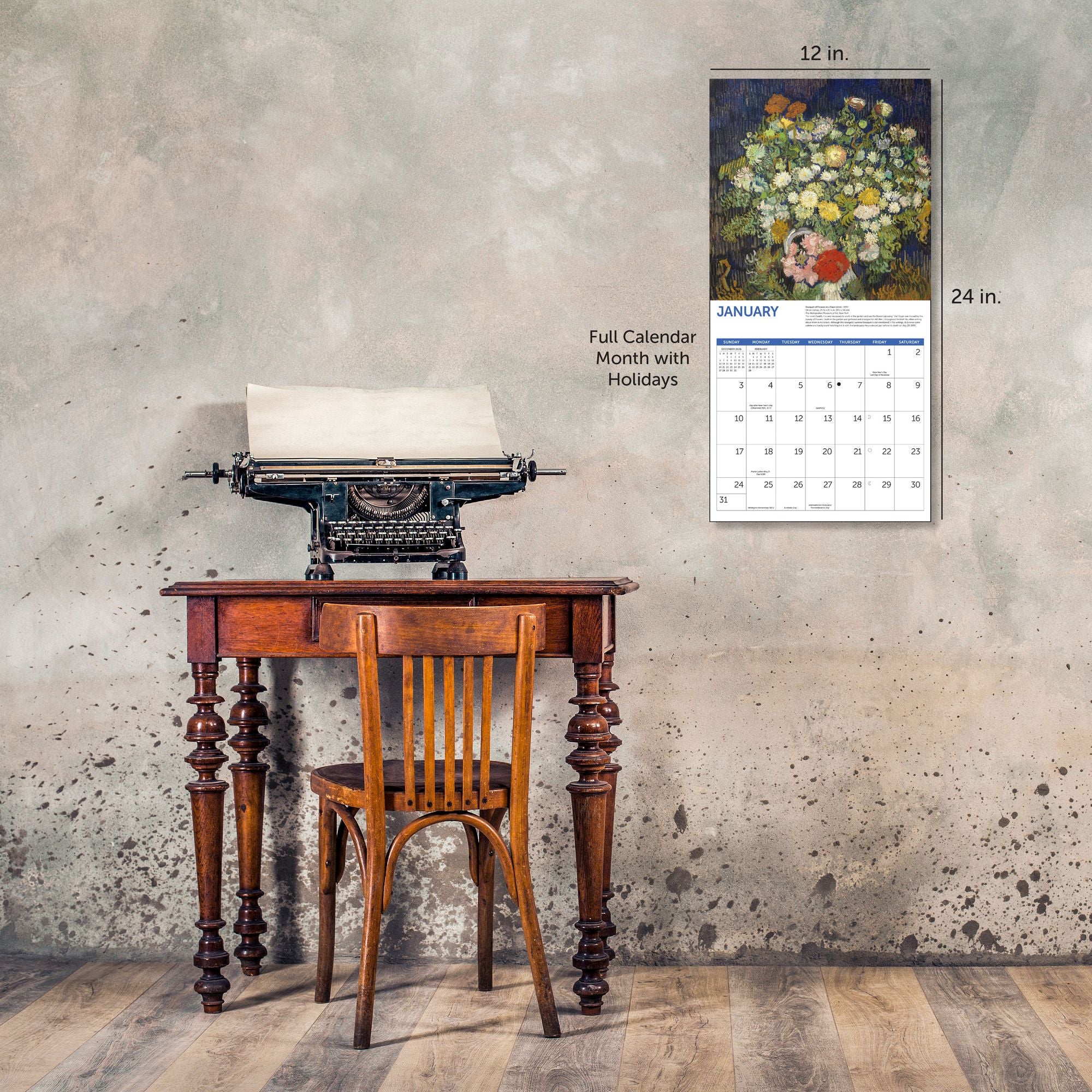 2027 Van Gogh Flowers Wall Calendar