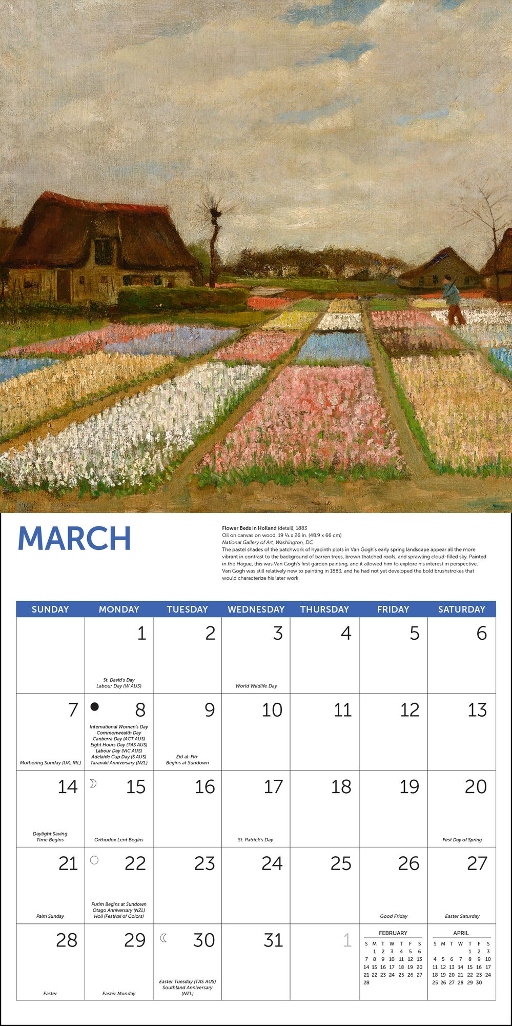 2027 Van Gogh Flowers Wall Calendar