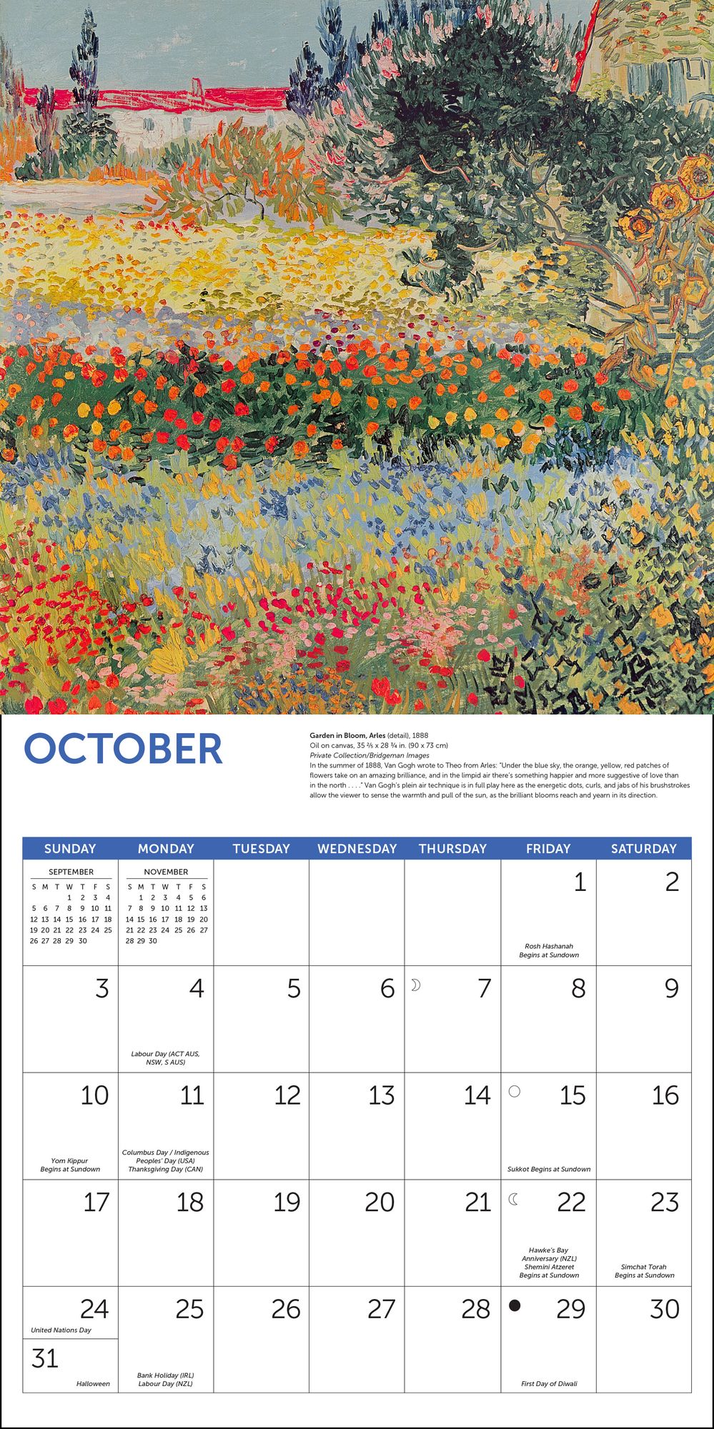 2027 Van Gogh Flowers Wall Calendar