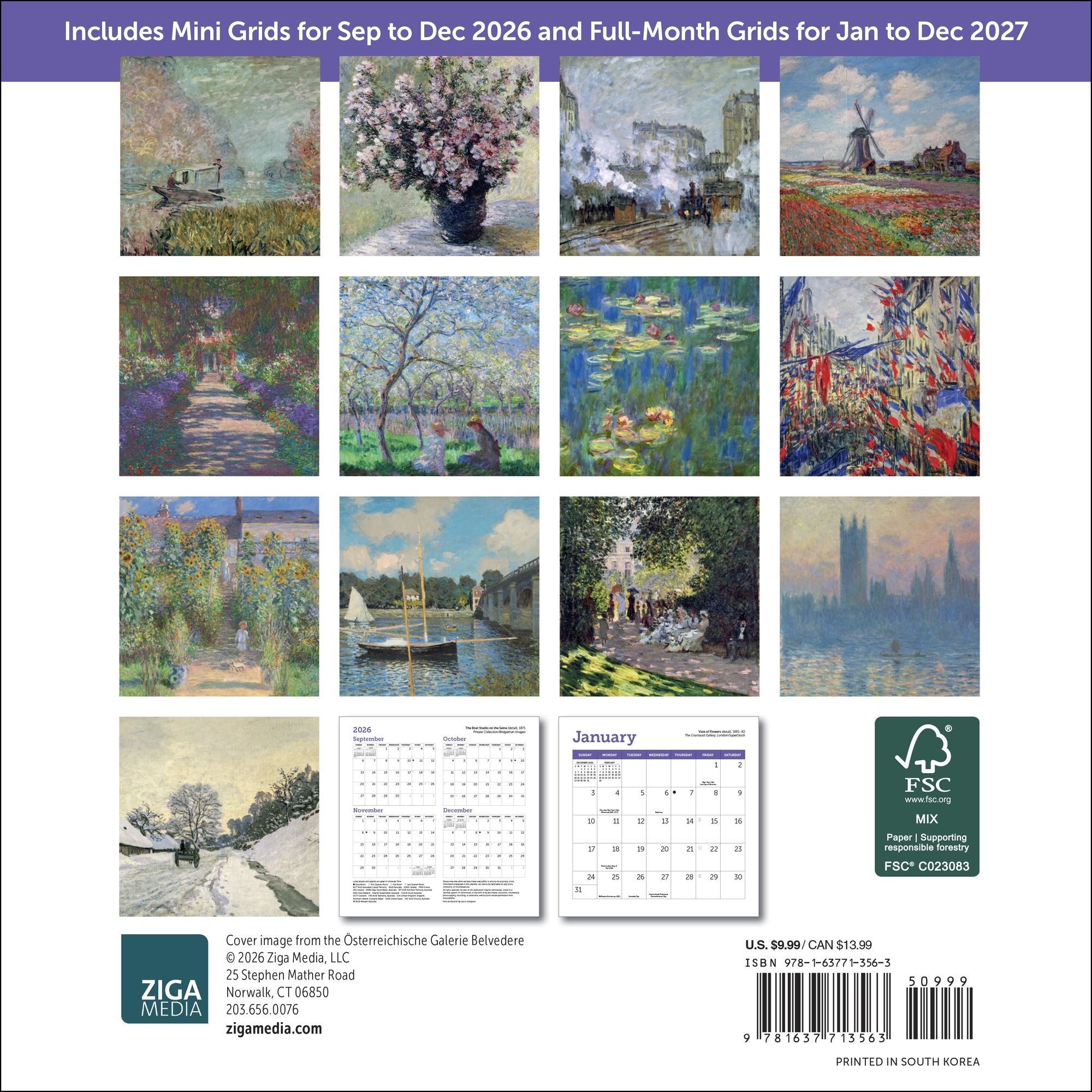 2027 Monet Mini Wall Calendar