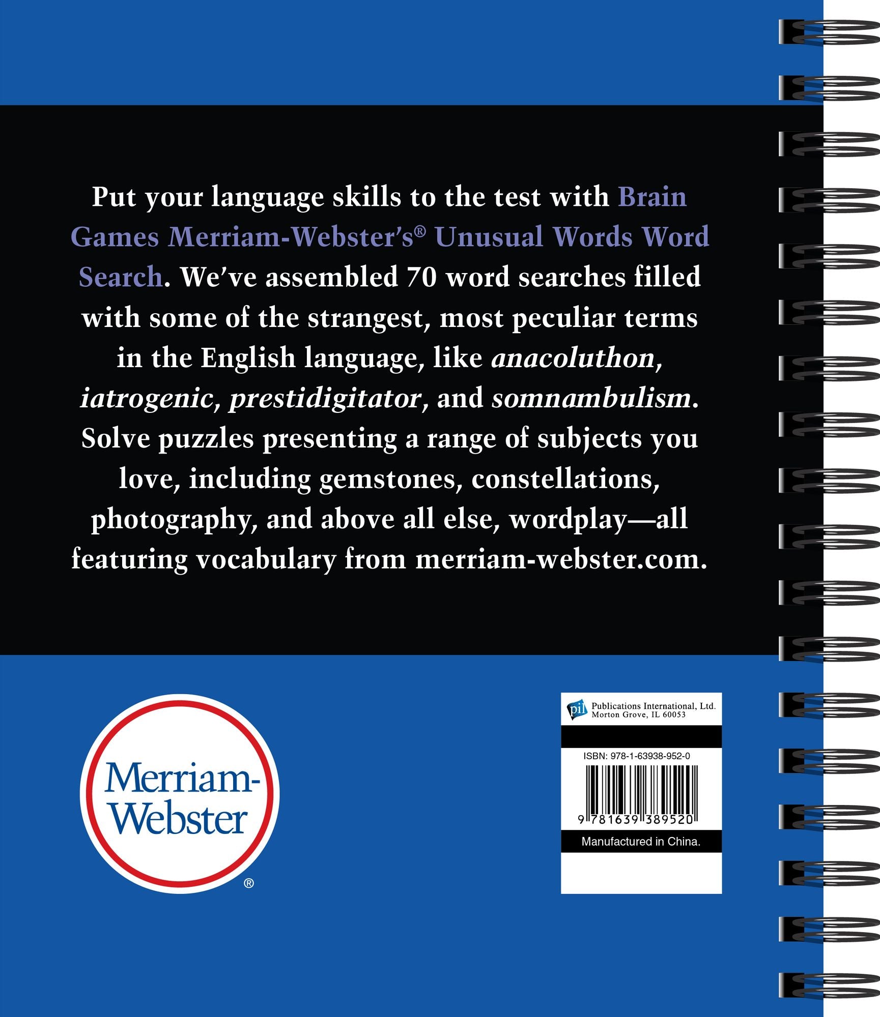 Brain Games Merriam Webster's Unusual Words Word Search