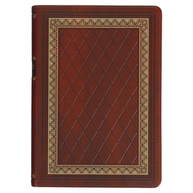 KJV Study Bible, Standard King James Version Holy Bible, Thumb Tabs, Ribbons, Faux Leather, Saddle Tan/Diamond Debossed