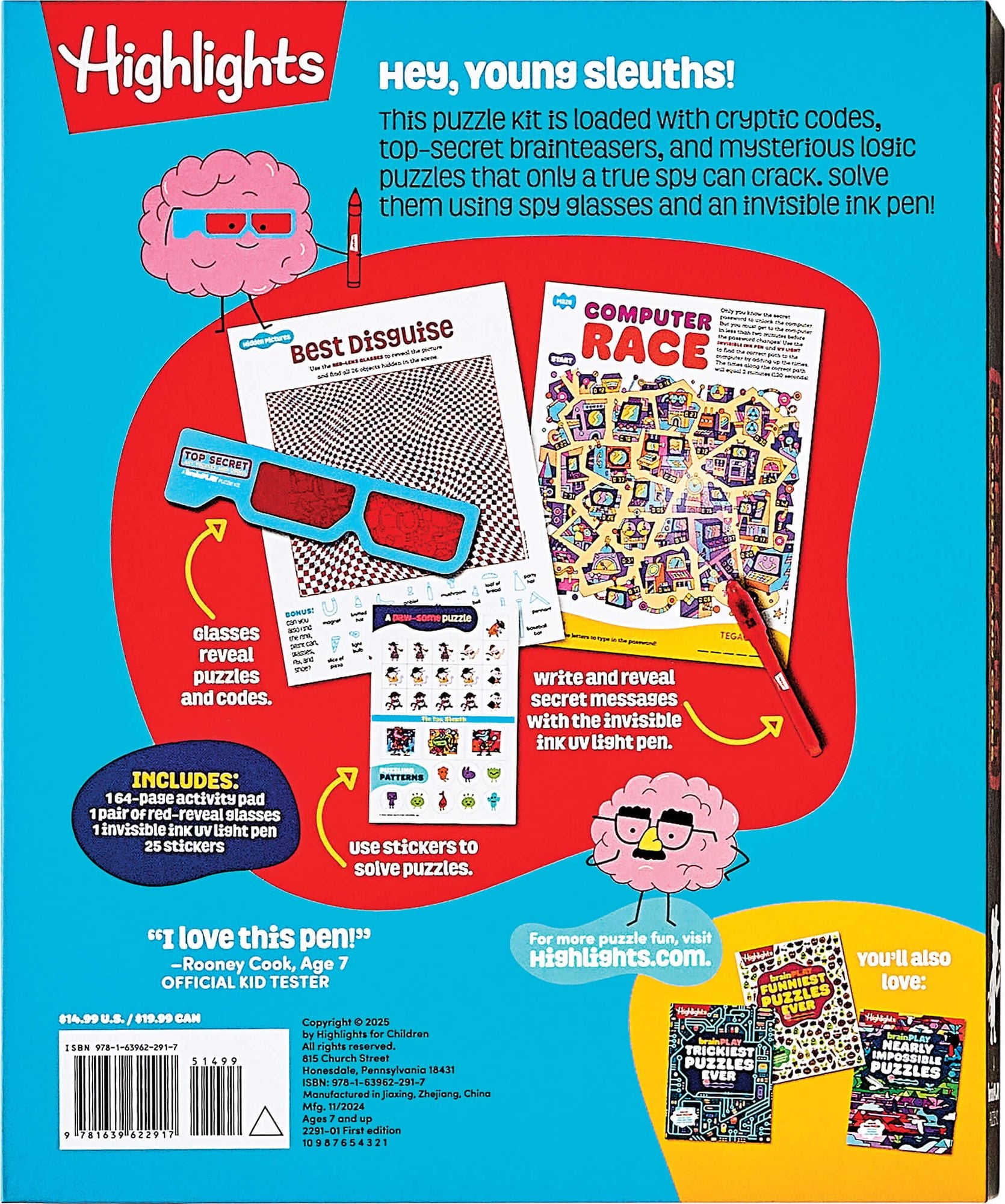 brainPLAY Top Secret Spy Puzzles and Codes: Puzzle Book Packed with Brain Teasers and Hidden Pictures Challenges for Kids 7 and Up