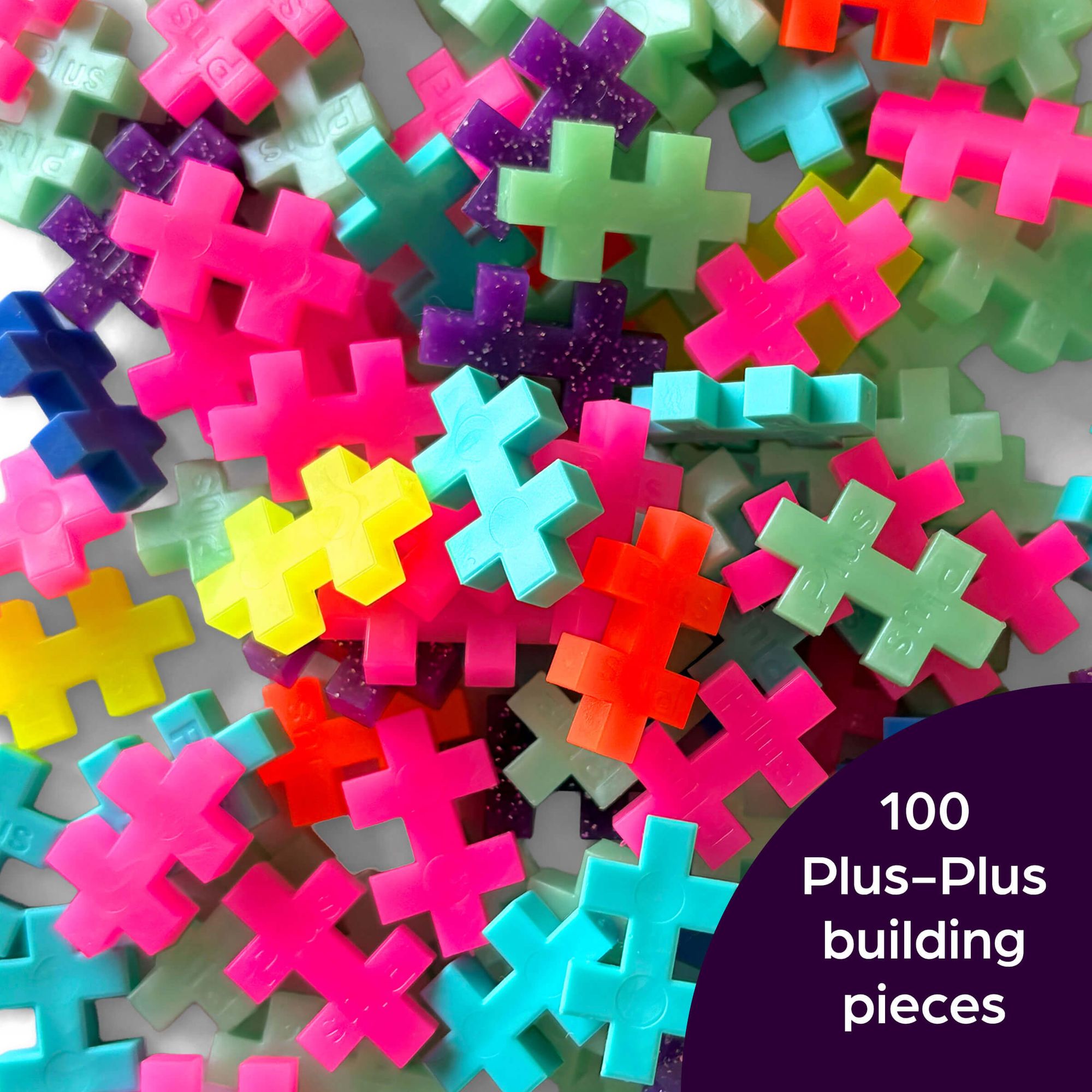 Neon Super Cute Puzzle and Play: Plus-Plus Building Blocks and Hidden Pictures Puzzle Sticker Book Set for Kids 5-9, Create and Personalize with Cute Stickers, Bright Puzzles and Neon Blocks