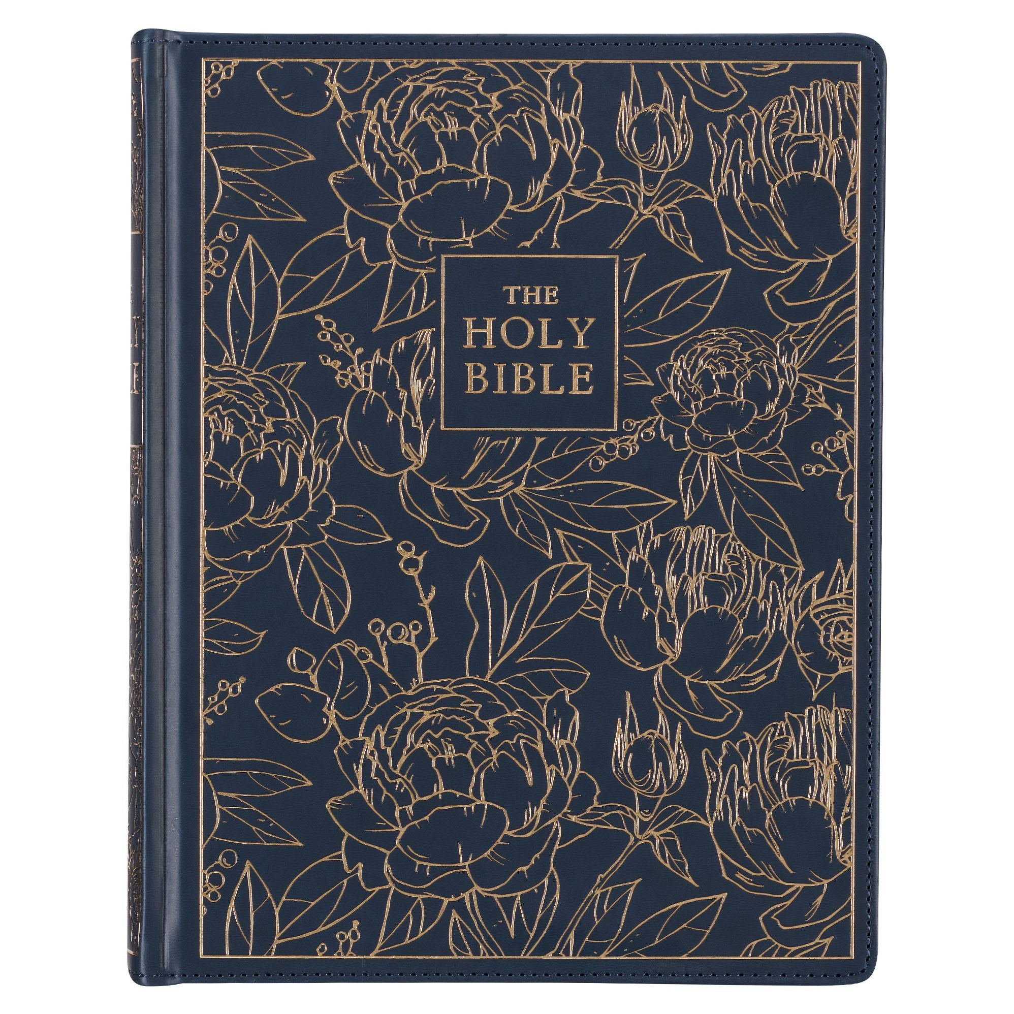 KJV Note-taking Bible Large Print (Faux Leather Hardcover, Navy w/Gold Floral)