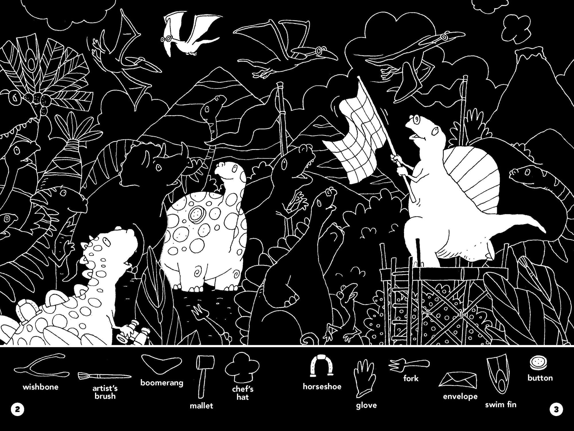 Dinosaur Hidden Pictures Puzzles to Highlight