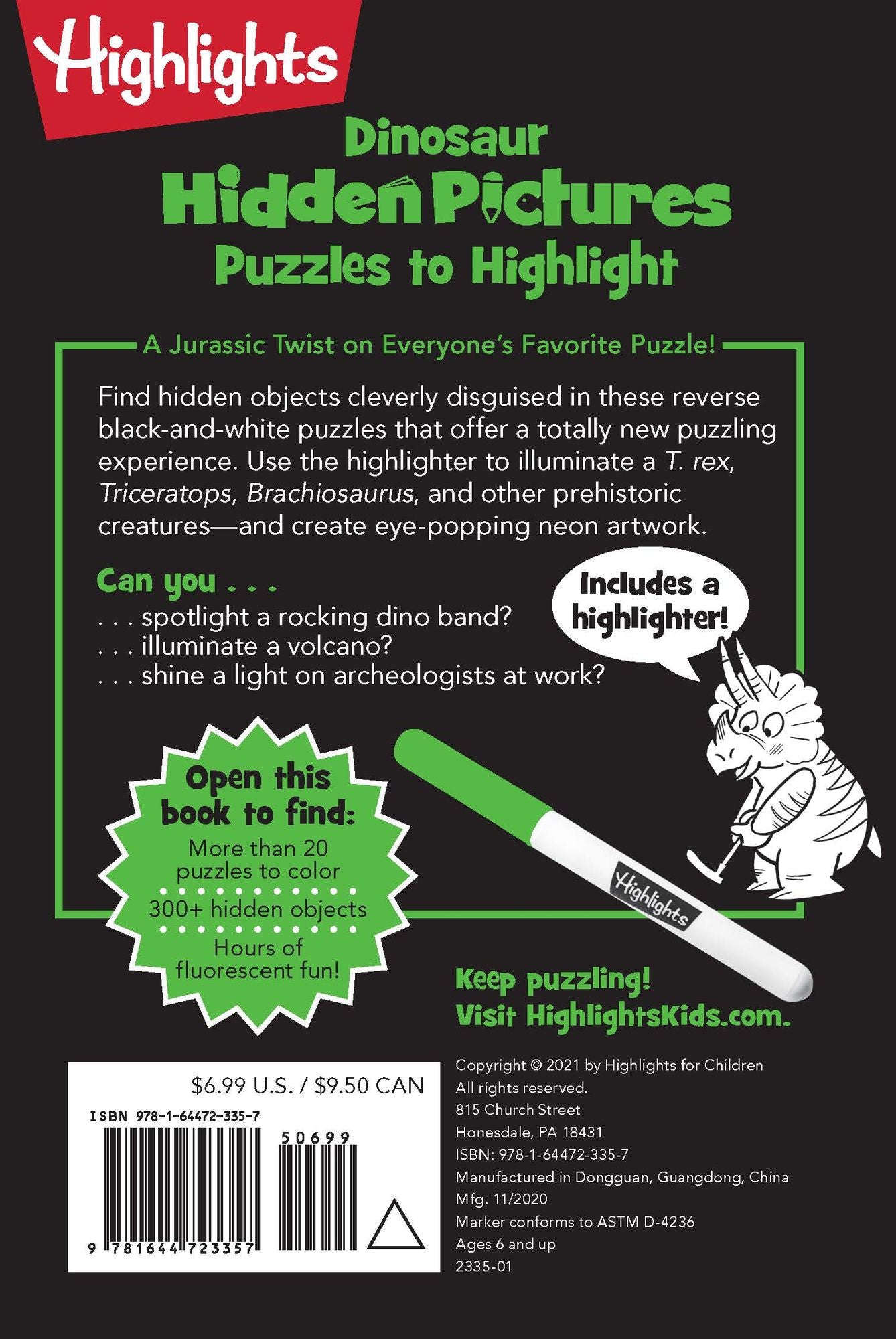 Dinosaur Hidden Pictures Puzzles to Highlight