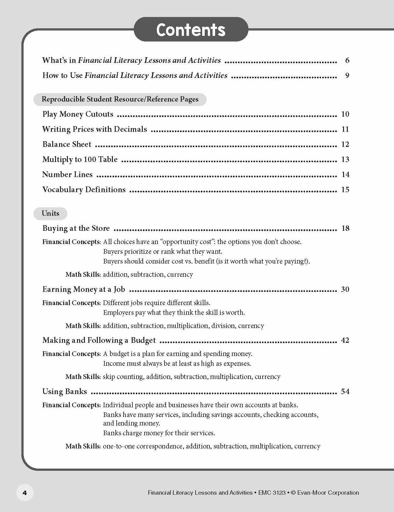 Financial Literacy Lessons And Activities, Grade 3